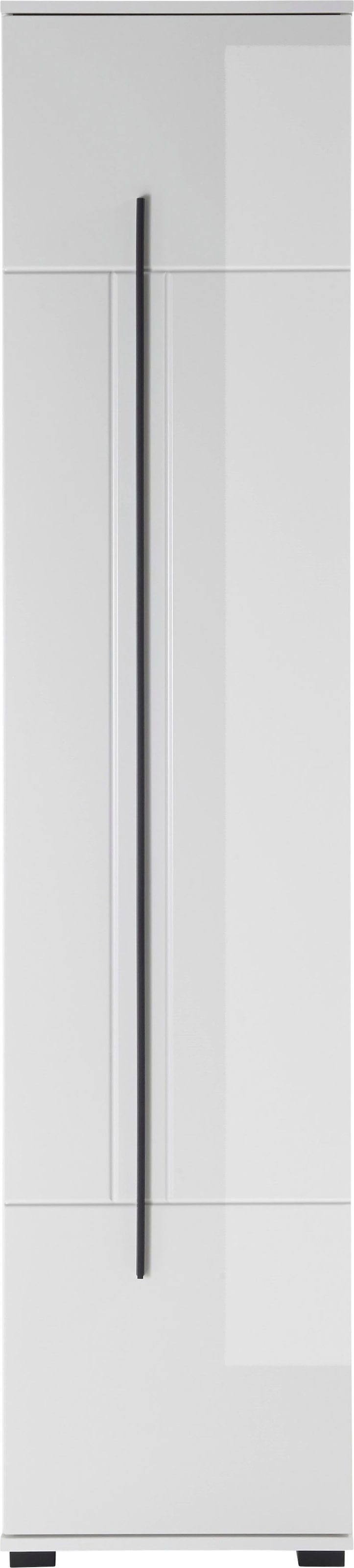 INOSIGN Hochschrank »Cantara, Badschrank in Hochglanz Weiß, Hochschrank im modernen Design«, mit schwarzen Griffen, ausreichend Stauraum