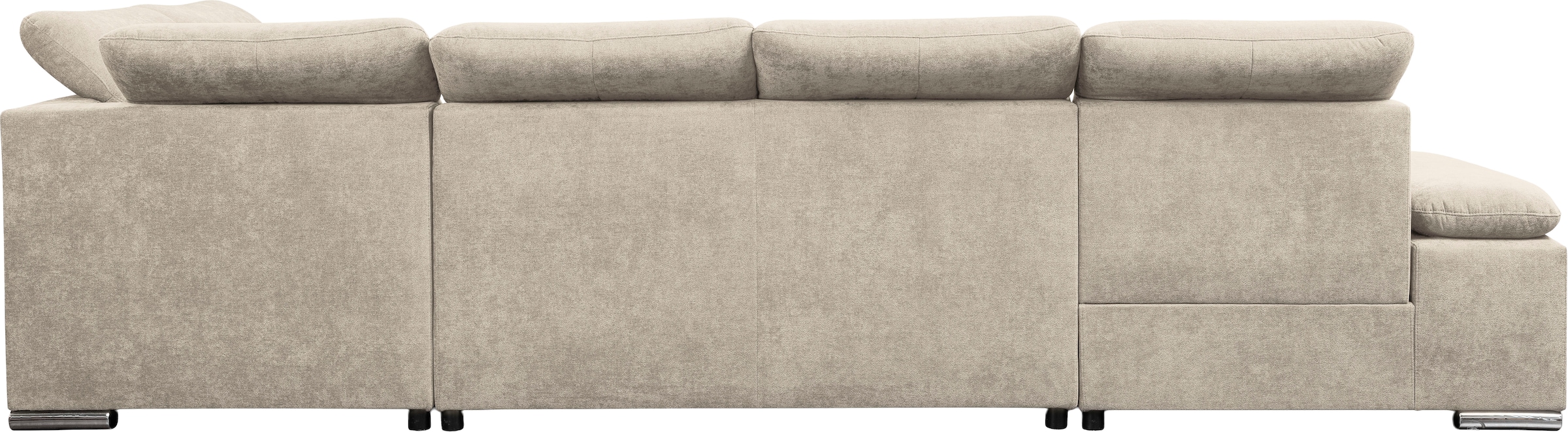 WERK2 Wohnlandschaft »Cordoba inkl. Bett & Bettkasten, Kopfteilverstellung, zeitlos, elegant« Struktur, U-Form, XXL, Schlaffunktion, Bettkasten