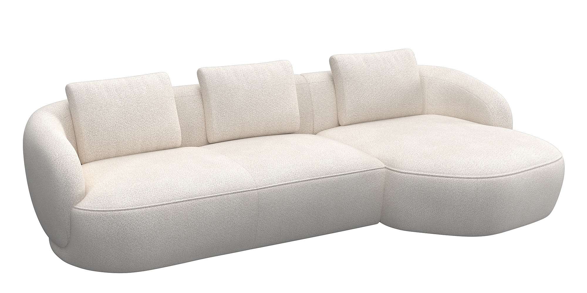 FLEXLUX Wohnlandschaft »Torino, rund, L-Form, Sofa-Ecke mit Recamiere, Longchair-Sofa«, Modernes, organisches Sofa-Design, Kaltschaum, Wellenunterfederung