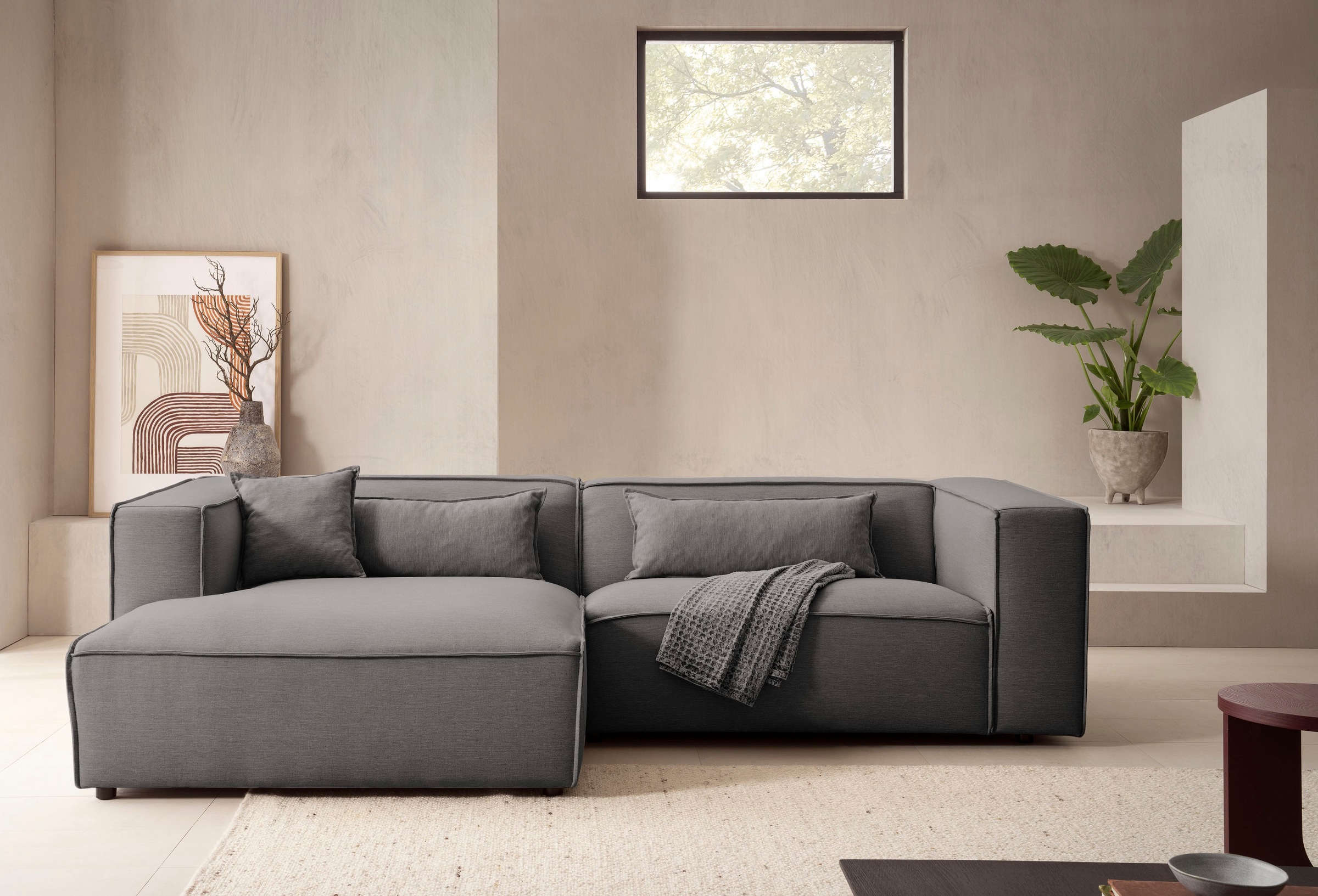 LeGer Home by Lena Gercke Ecksofa »PIARA mit Kedernaht, Cord, Leinenoptik o günstig online kaufen
