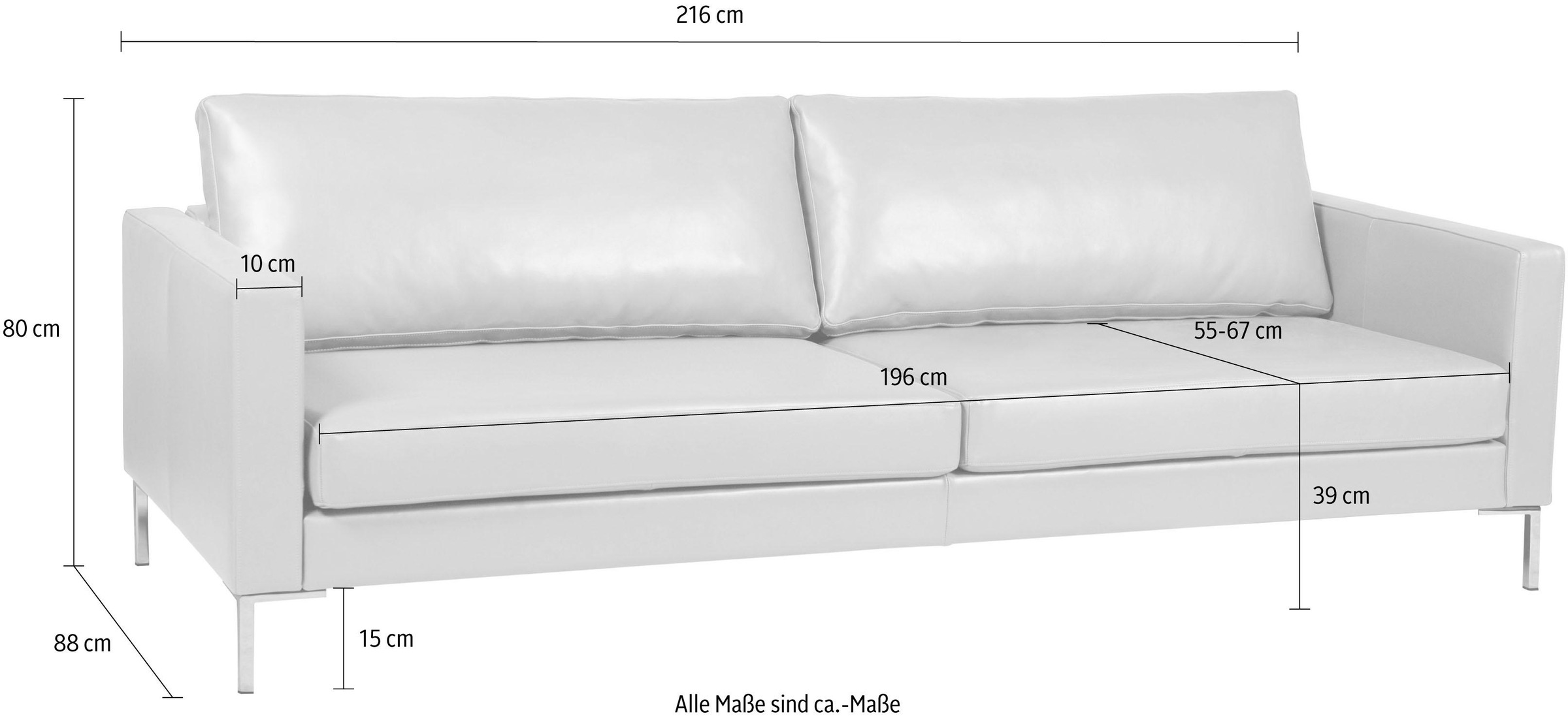 Alte Gerberei 3-Sitzer »Velina«, mit Metall-Winkelfüßen