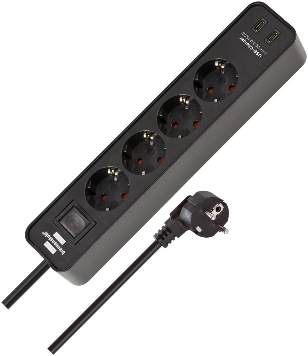 Brennenstuhl Steckdosenleiste »Ecolor H05VV-F3G1,5 1,5m 4-fach mit 2 USB-C- günstig online kaufen