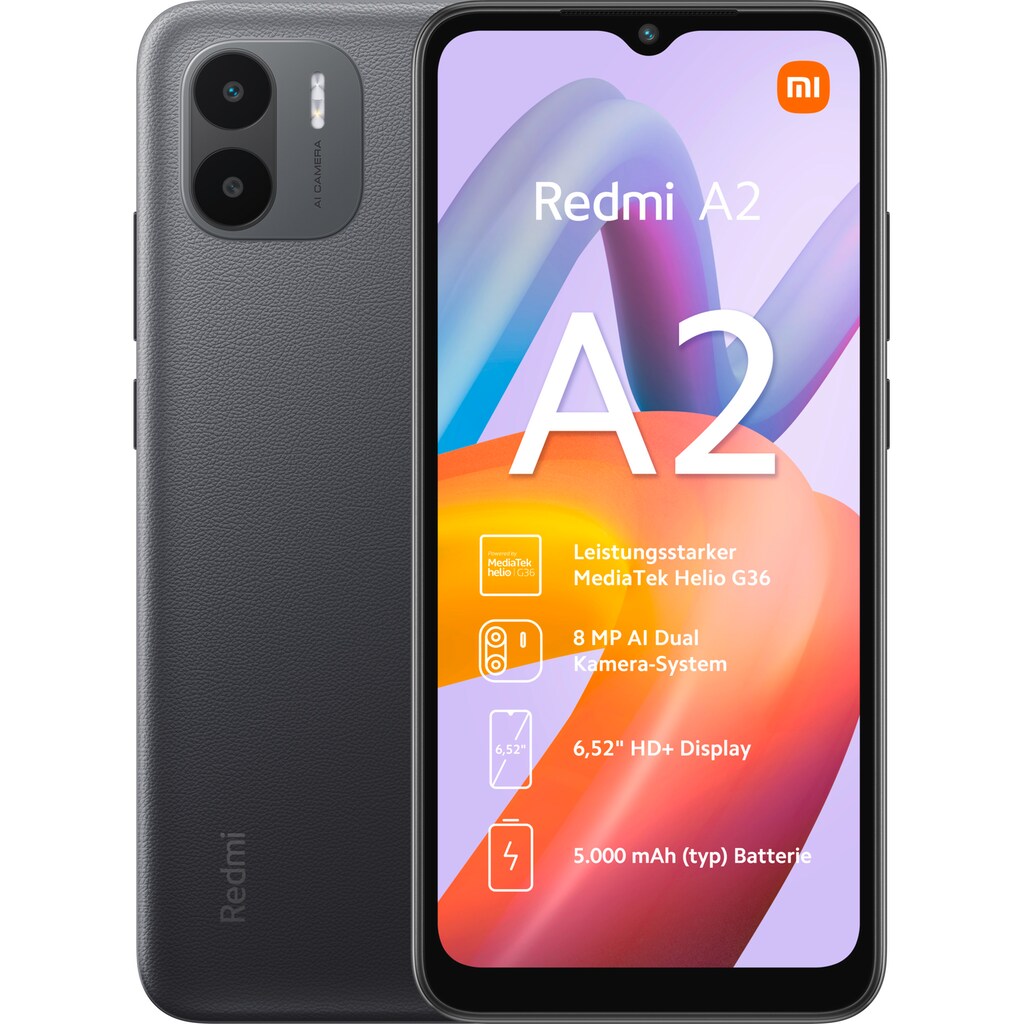 Xiaomi Smartphone »Redmi A2 2GB+32GB«, Schwarz, 16,6 cm/6,52 Zoll, 32 GB Speicherplatz, 8 MP Kamera