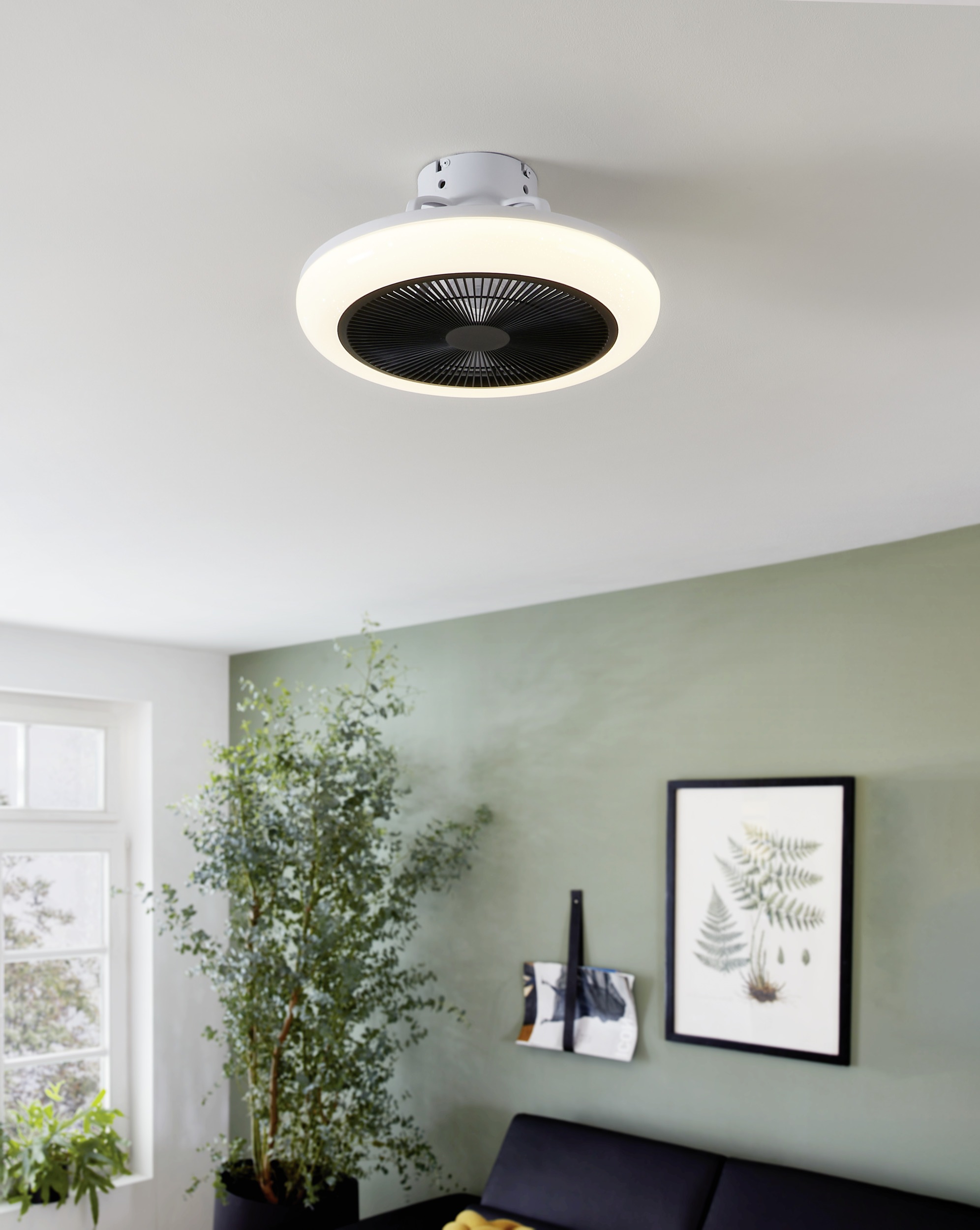 EGLO LED Deckenleuchte »KOSTRENA Leuchte und Ventilator - ABS - LED - 3X8,5W - IP20« LED-Modul 1 Stk. Kaltweiß | Neutralweiß | Warmweiß Deckenventilator, Deckenleuchte, Wohnzimmer, Schlafzimmer, H19xØ45,5cm