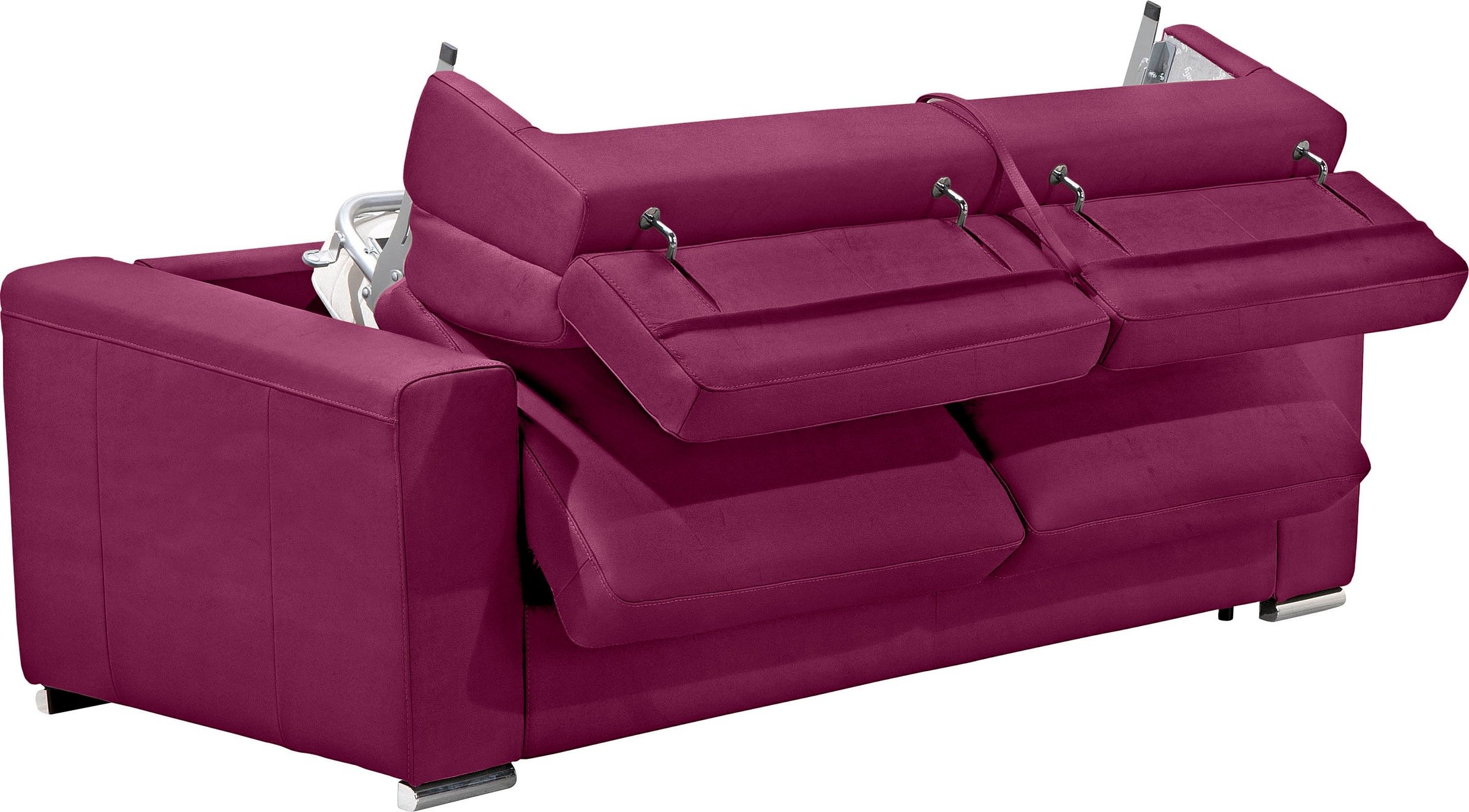 Egoitaliano Schlafsofa »Cabiria, Design und super Sitz- und Liegekomfort«, Sofa inkl. Schlaffunktion, Kopfteile verstellbar, mit Metallfüßen