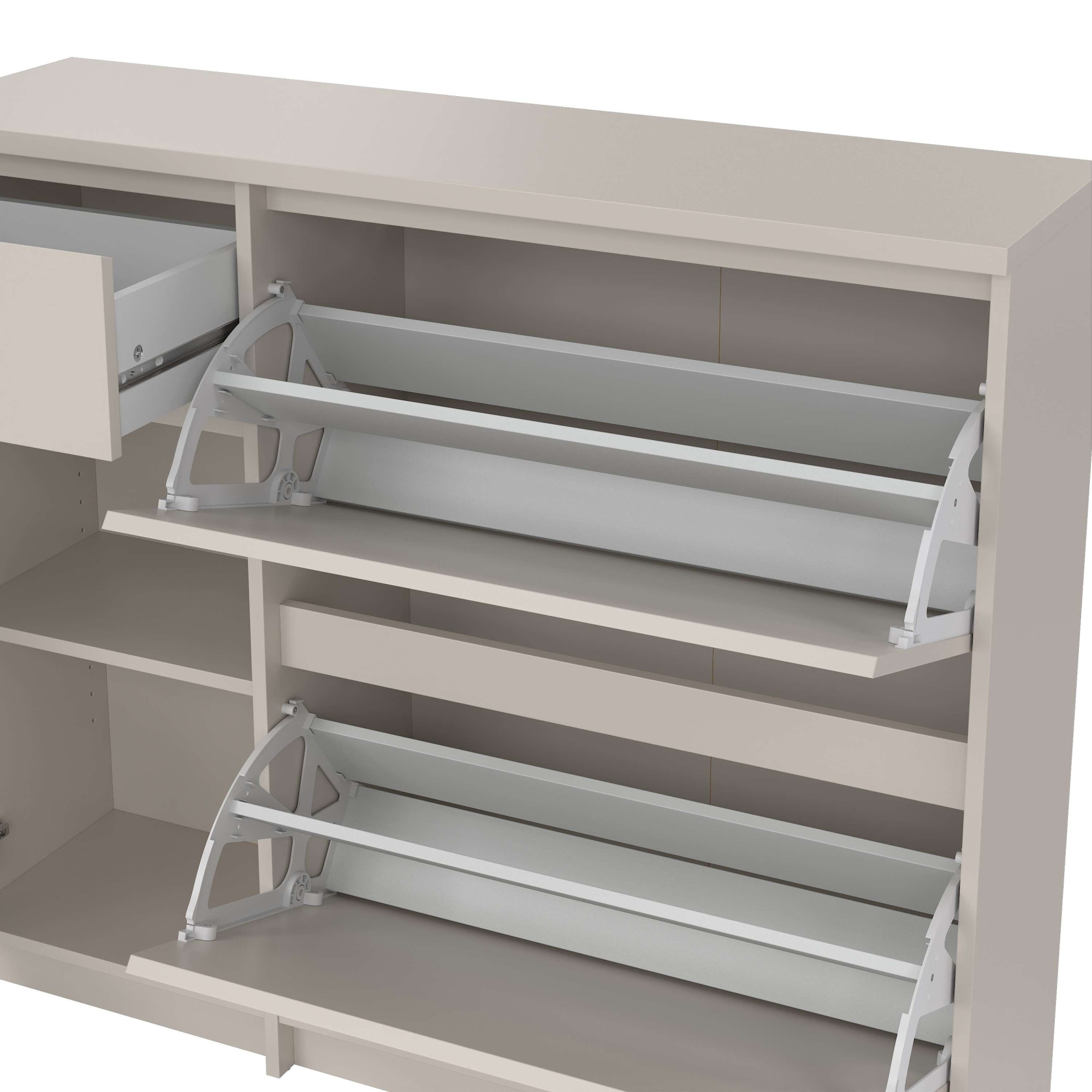 Home affaire Schuhschrank »Naia Schuhregal mit2 Klappen, 1 Fach & 1 Schublade, modernes Design« Platz für 12 Schuhe, platzsparend, erhältlich in verschiedenen Farben
