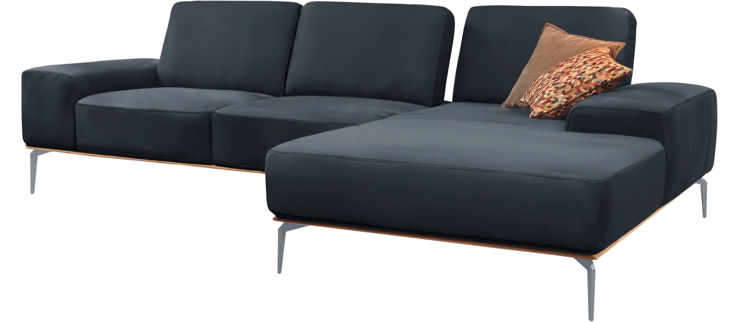 W.SCHILLIG Ecksofa »run, Designsofa mit tollem Sitzkomfort, bequem, L-Form«, mit elegantem Holzsockel, Füße in Silber matt, Breite 299 cm