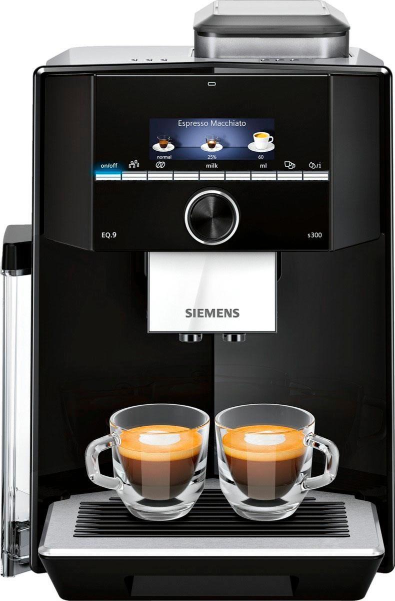 SIEMENS Kaffeevollautomat »EQ.9 s300 TI923509DE, schwarz/Edelstahl«, extra leise, autom. Milchsystem-Reinigung, bis zu 6 Profile