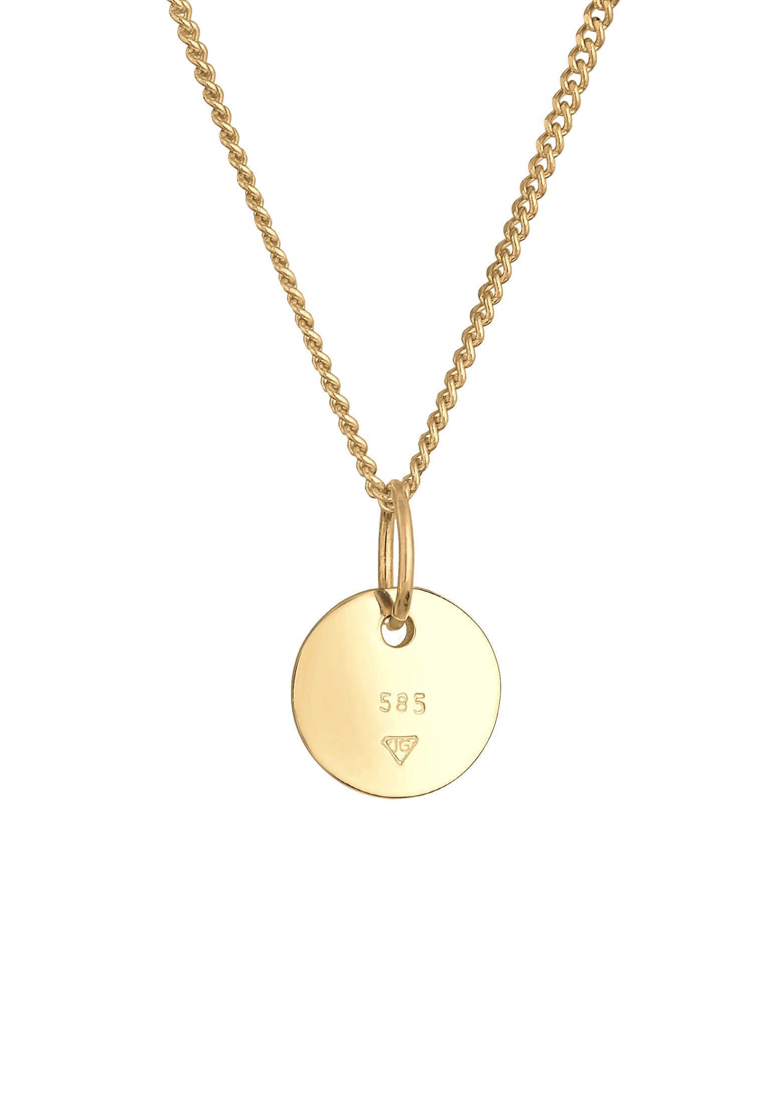 Elli Premium Kette mit Anhänger »Plättchen Coin Rund 585 Gelbgold (14 Karat)«