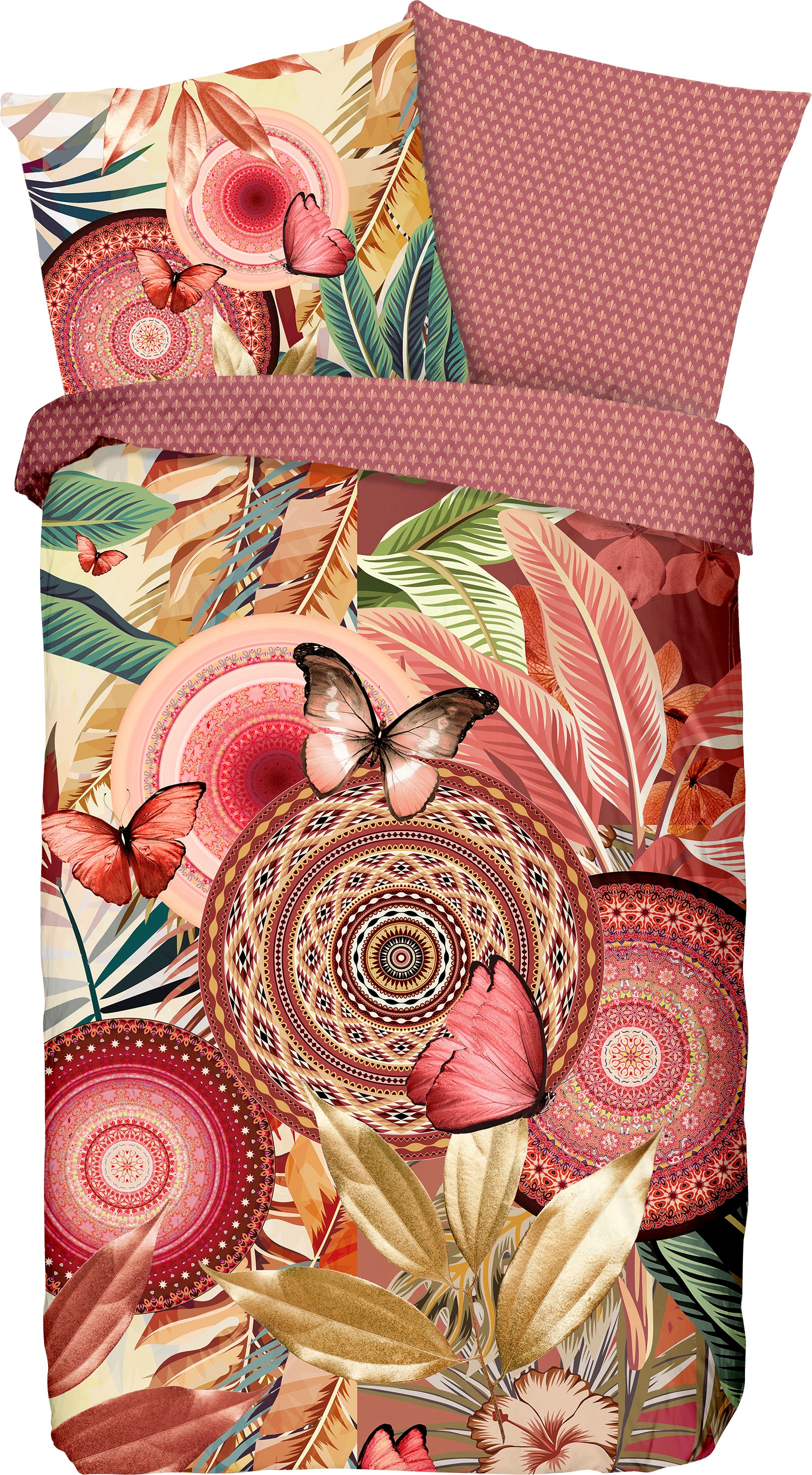 hip Wendebettwäsche »Jimena«, Mako-Satin, 155x220, Reißverschluss, Wende, Schmetterlinge, Bunt