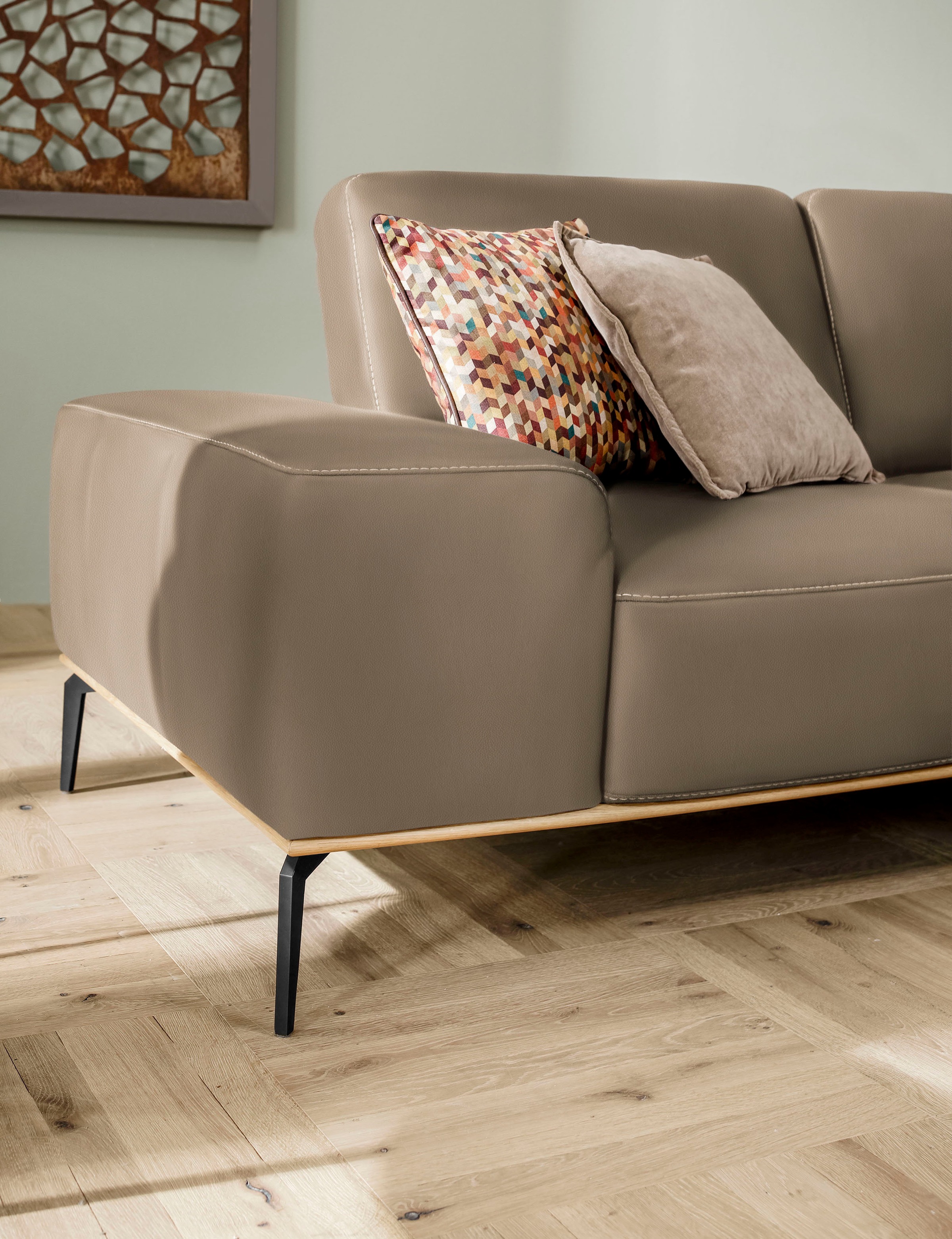 W.SCHILLIG Ecksofa »run, Designsofa mit tollem Sitzkomfort, bequem, L-Form«, mit Holzsockel, Füße in Schwarz pulverbeschichtet, Breite 299 cm