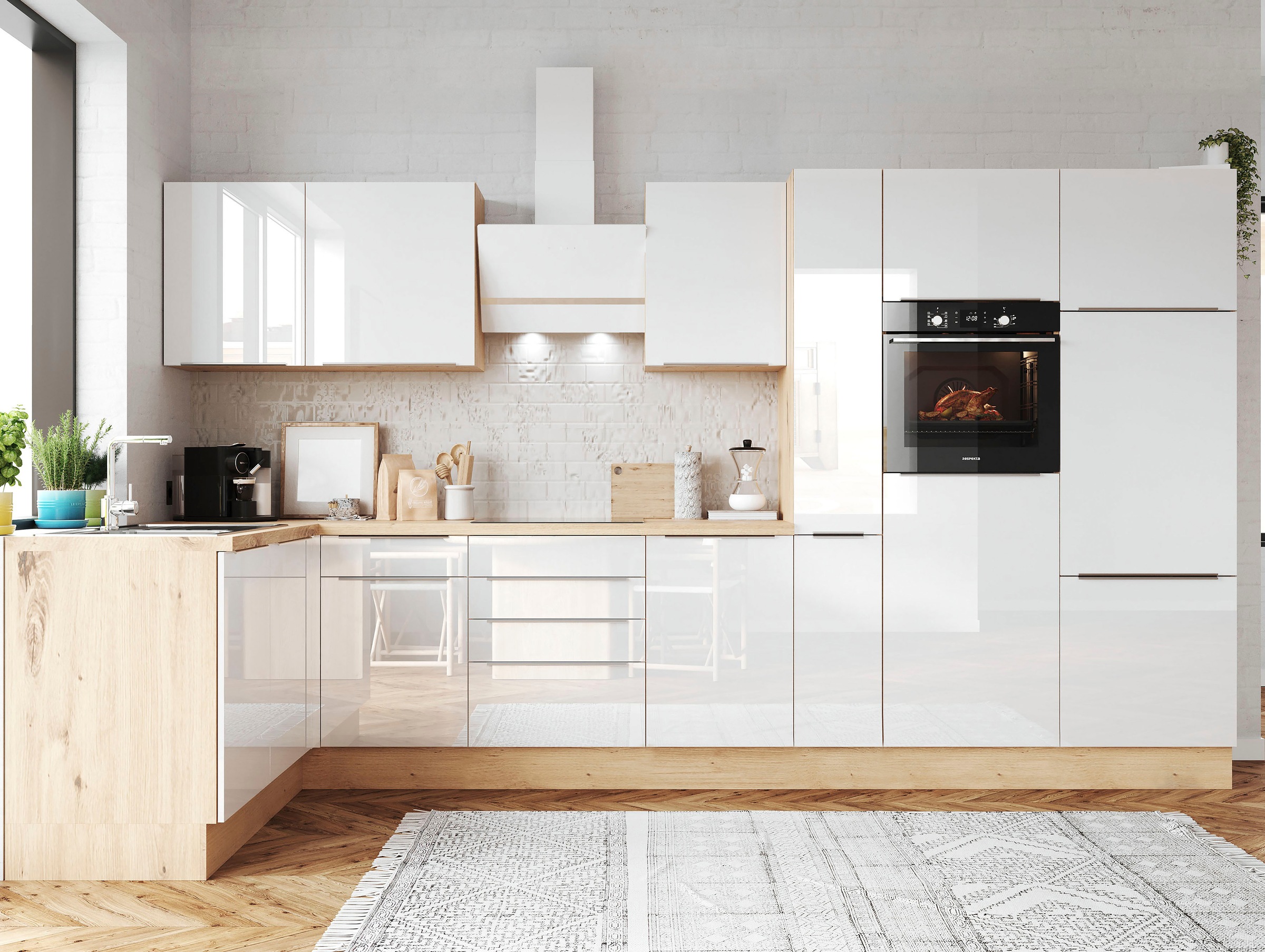 RESPEKTA Küchenzeile »Safado aus der Serie Marleen« Breite 370 cm, mit Soft günstig online kaufen