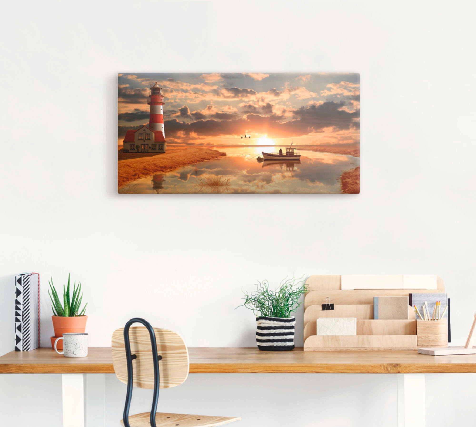 Artland Wandbild »Maritime Idylle beim Leuchtturm«, Gebäude, (1 St.), als Leinwandbild, Poster, Wandaufkleber in verschied. Größen