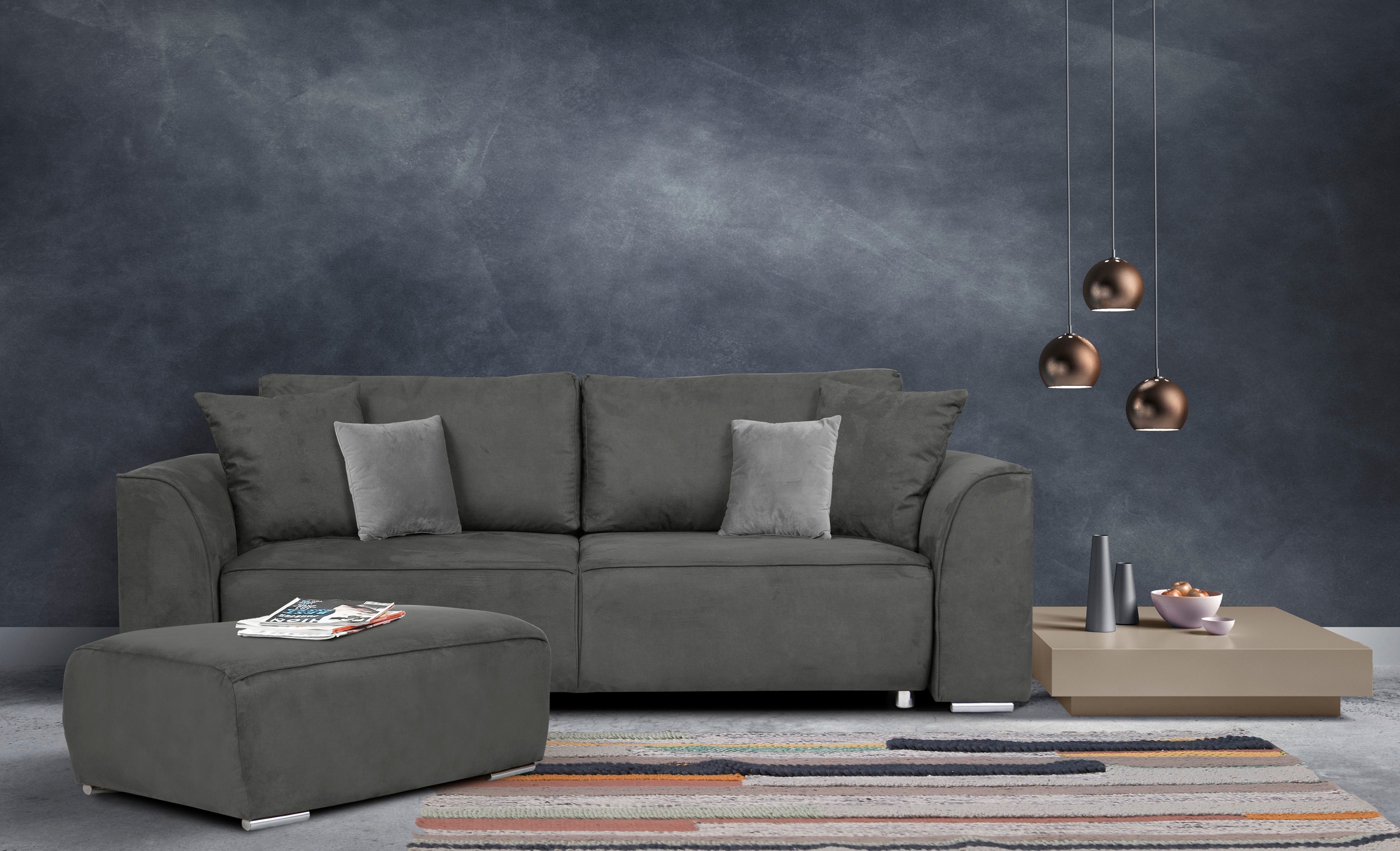 INOSIGN 3-Sitzer Beatrice Schlafsofa, wahlweise auch mit Bettfunktion und Bettkasten, incl. 2 Zierkissen