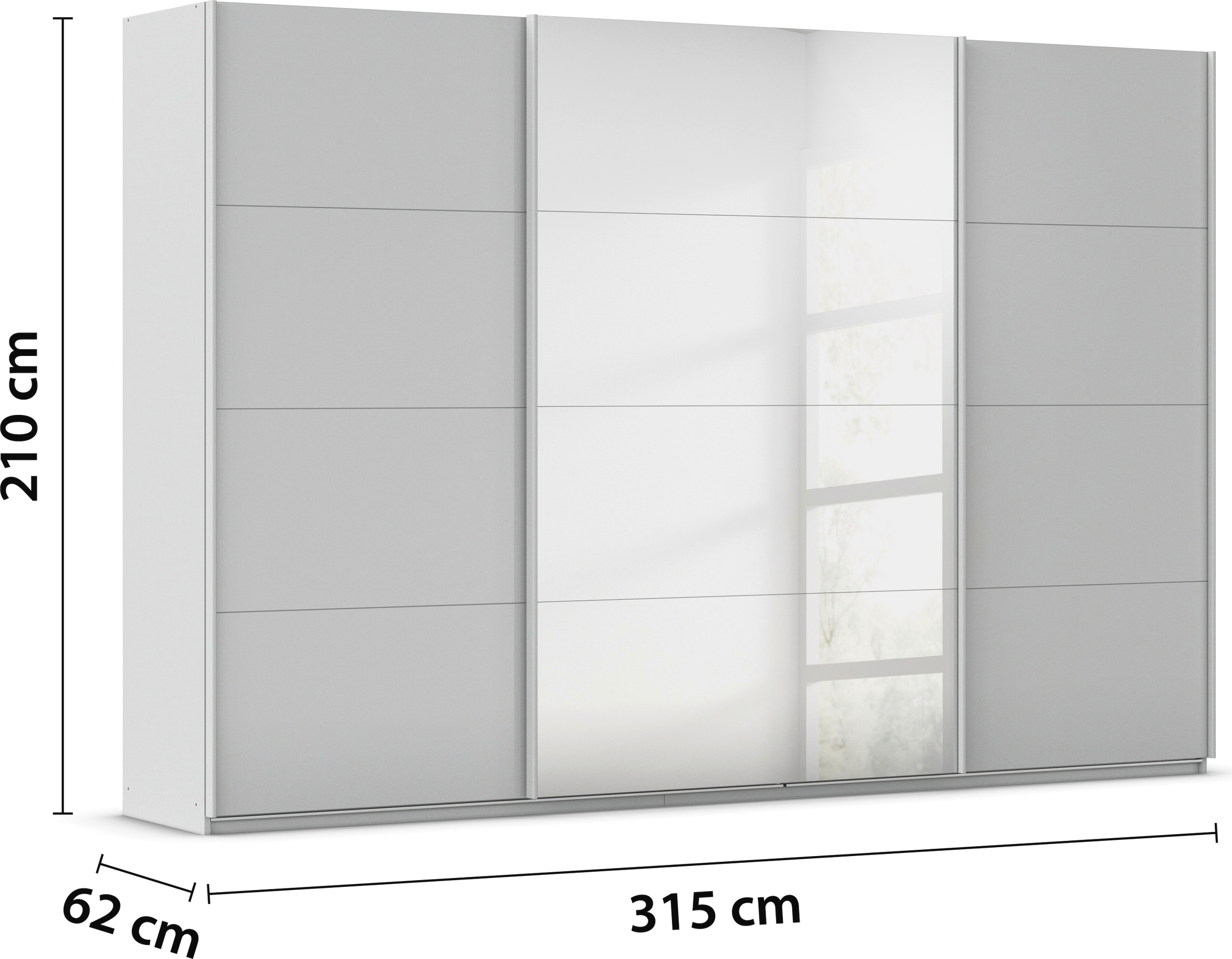 rauch Schwebetürenschrank »Kleiderschrank Kleiderschränke Schrank Garderobe AGORDO mit Glasfront«, durchdachte Innenausstattung, in 4 Breiten und 2 Höhen MADE IN GERMANY