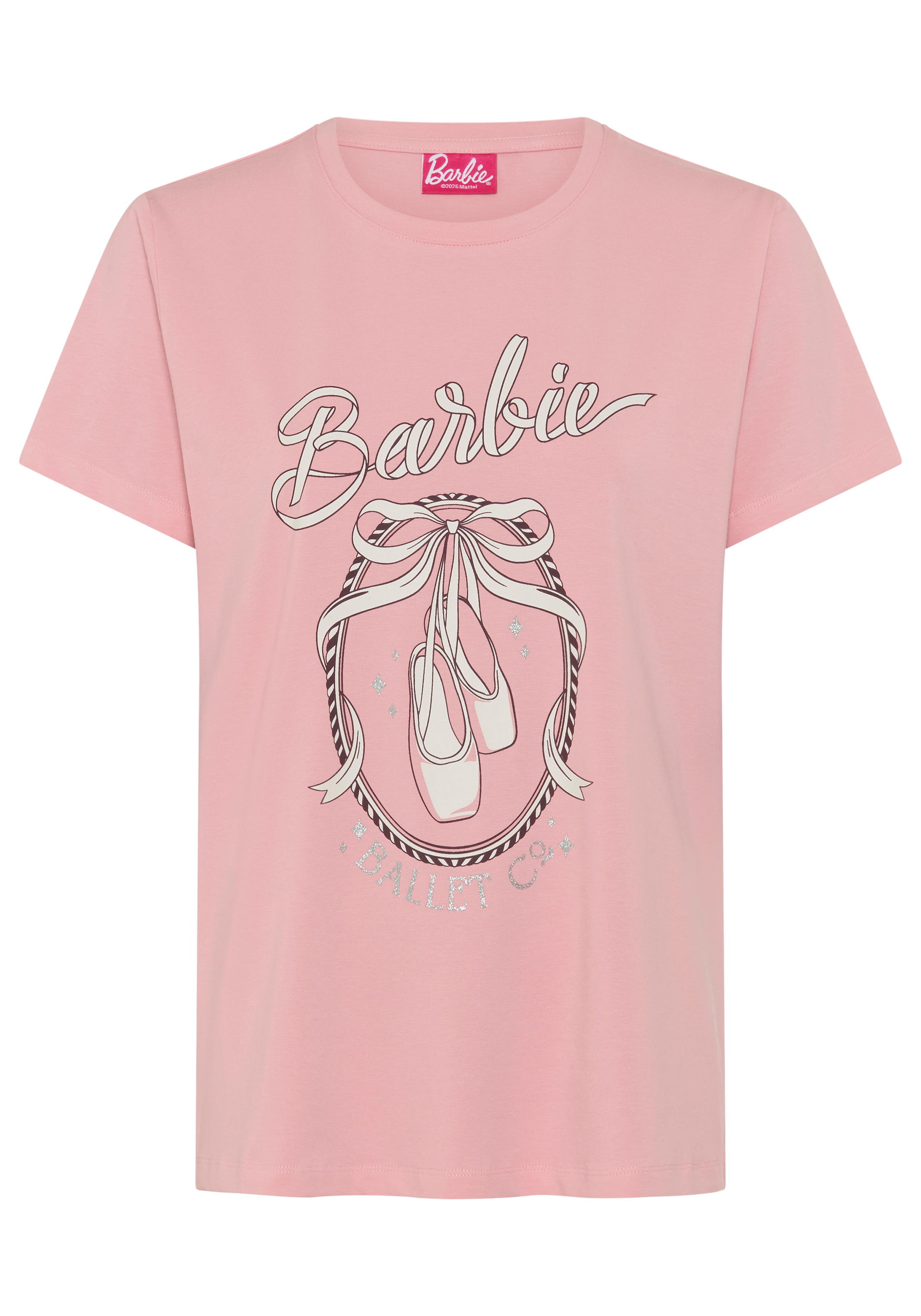 Laura Scott T-Shirt »BARBIE Glitzerdruck T-Shirt, Mattel« BARBIE Nussknacker Style, schmale Passform, modischer Stil, Mini-Me