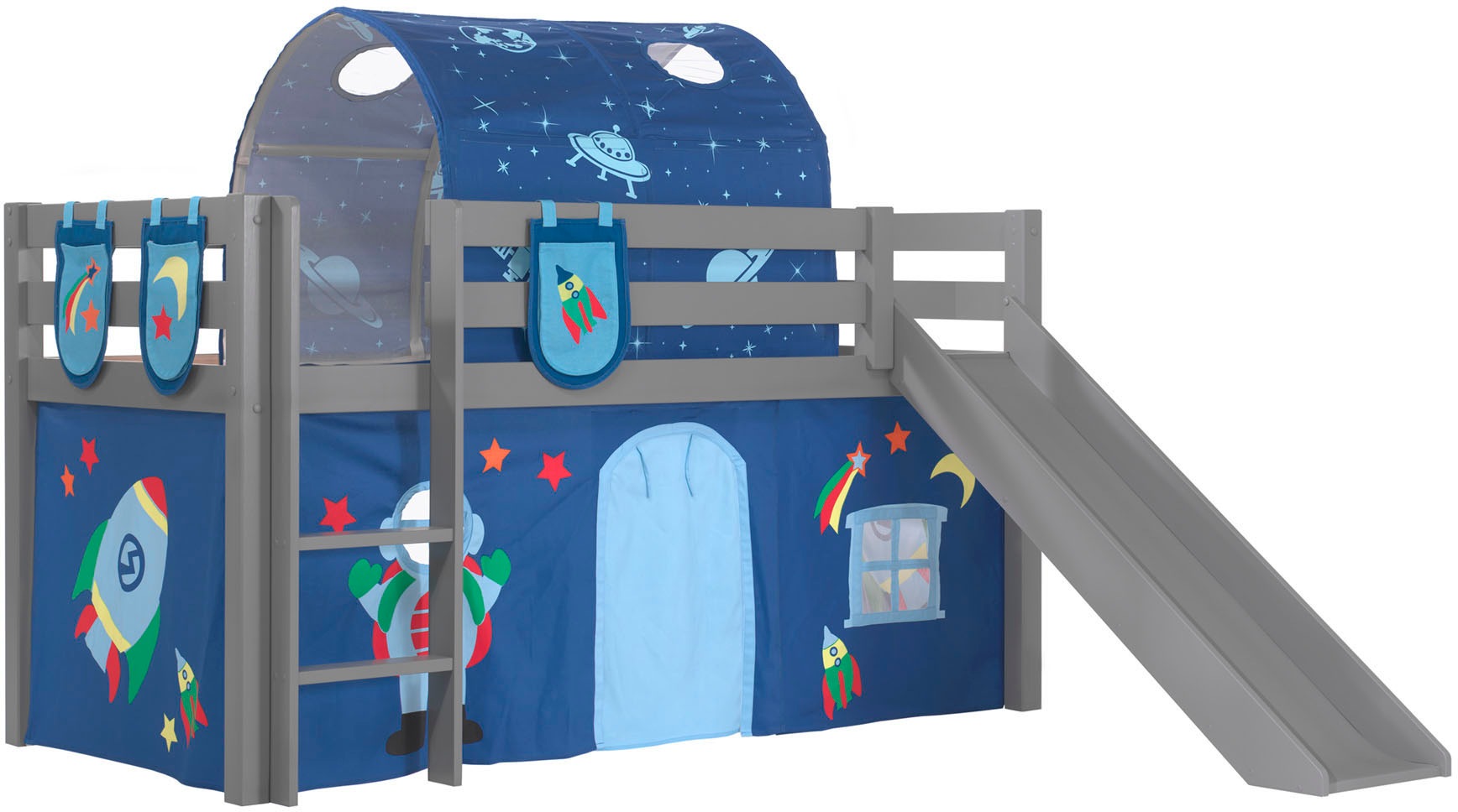 Vipack Hochbett "Pino, Spielbett massiv Kiefer, stabil gebaut, 3 Korpusfarb günstig online kaufen