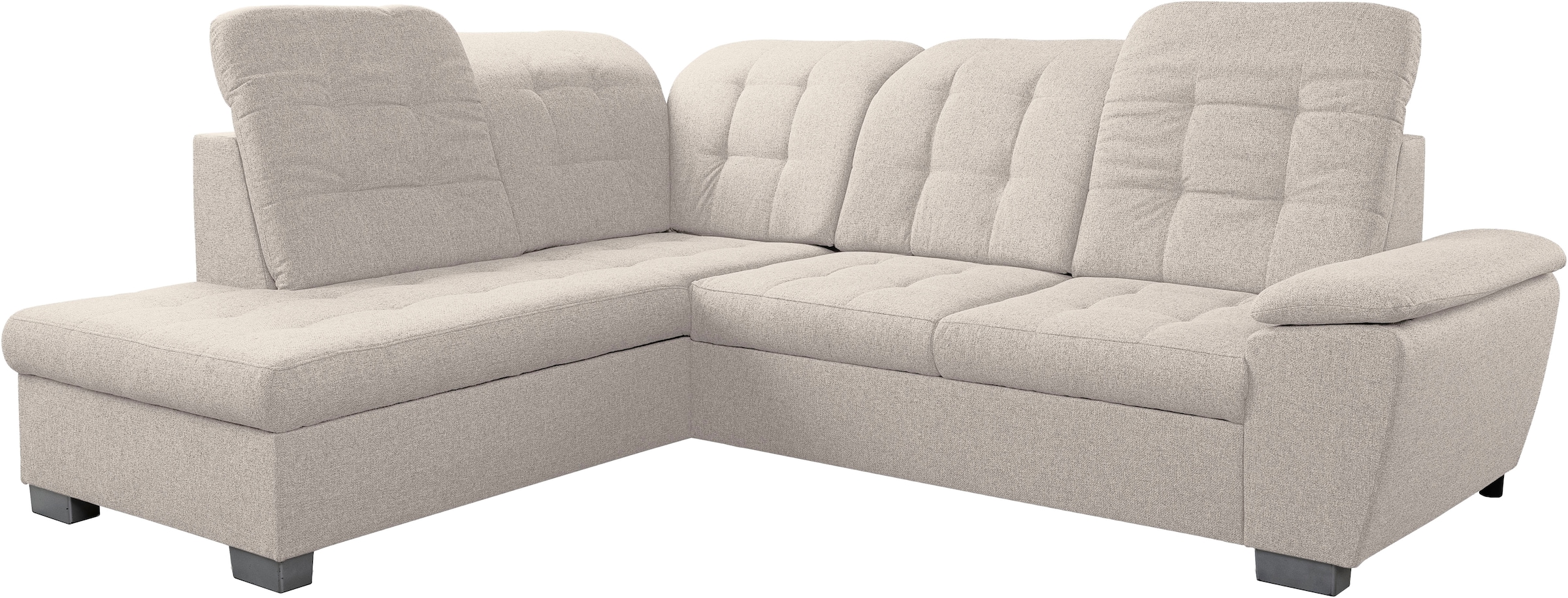 WERK2 Ecksofa »Bonny inkl. Kopfteilverstellung, Bettfunktion, Stauraum, Breite 265cm« Komfortwunder mit Schlaffunktion, verstellbarem Kopfteil & Stauraum.