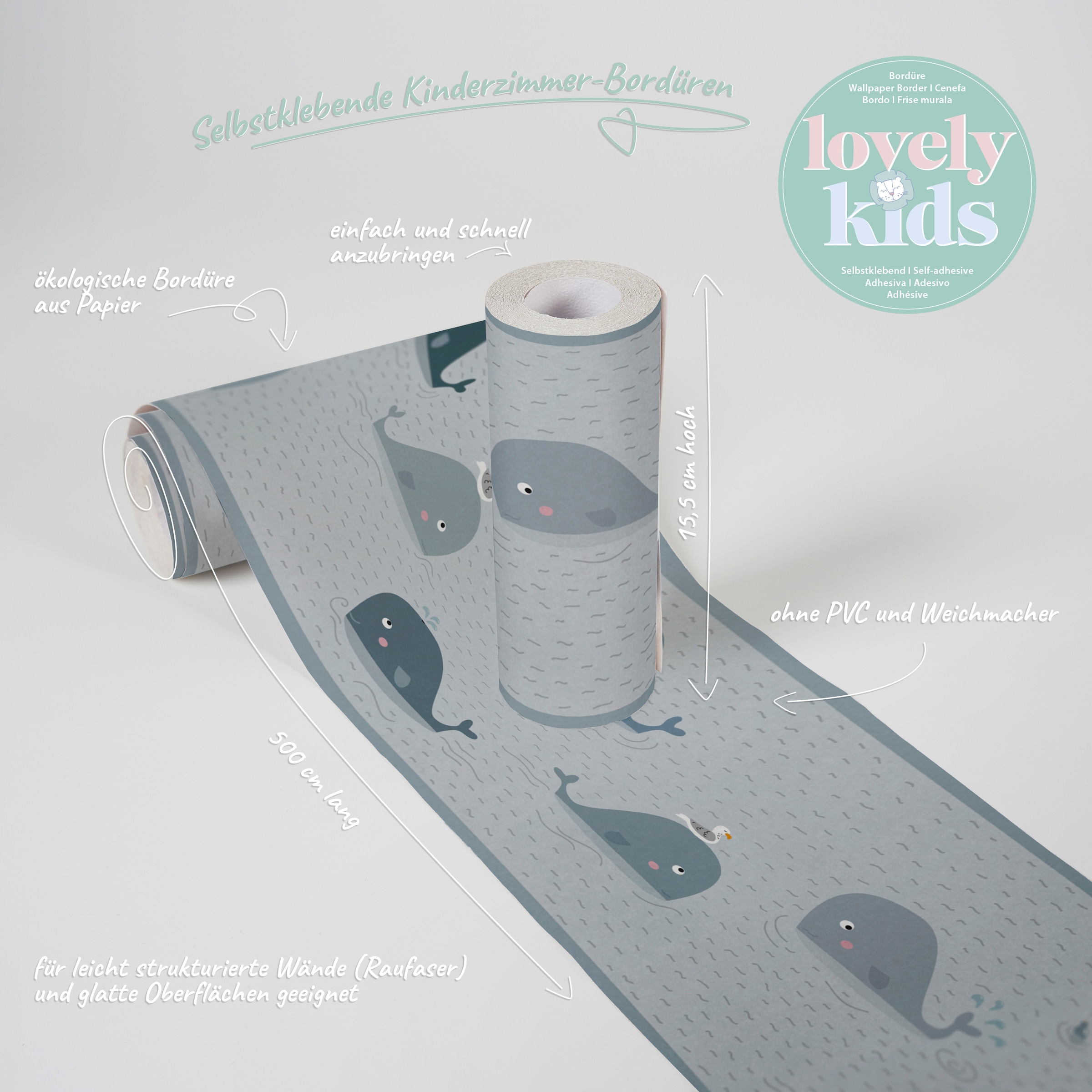A.S. Création Bordüre »Floating Friends«, Motiv-abstrakt-naturalistisch, Papier Wand Schräge Tür Borte Wohnzimmer Schlafzimmer Küche Design