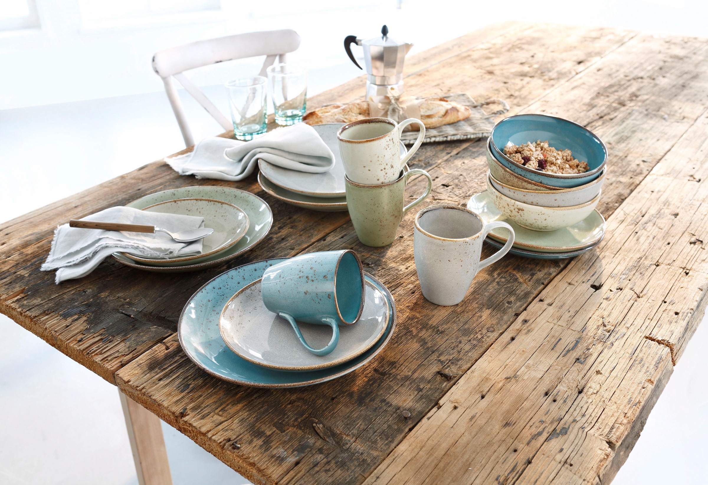 CreaTable Kombiservice »Geschirr-Set NATURE COLLECTION«, (Set, 16 tlg., Kaf günstig online kaufen