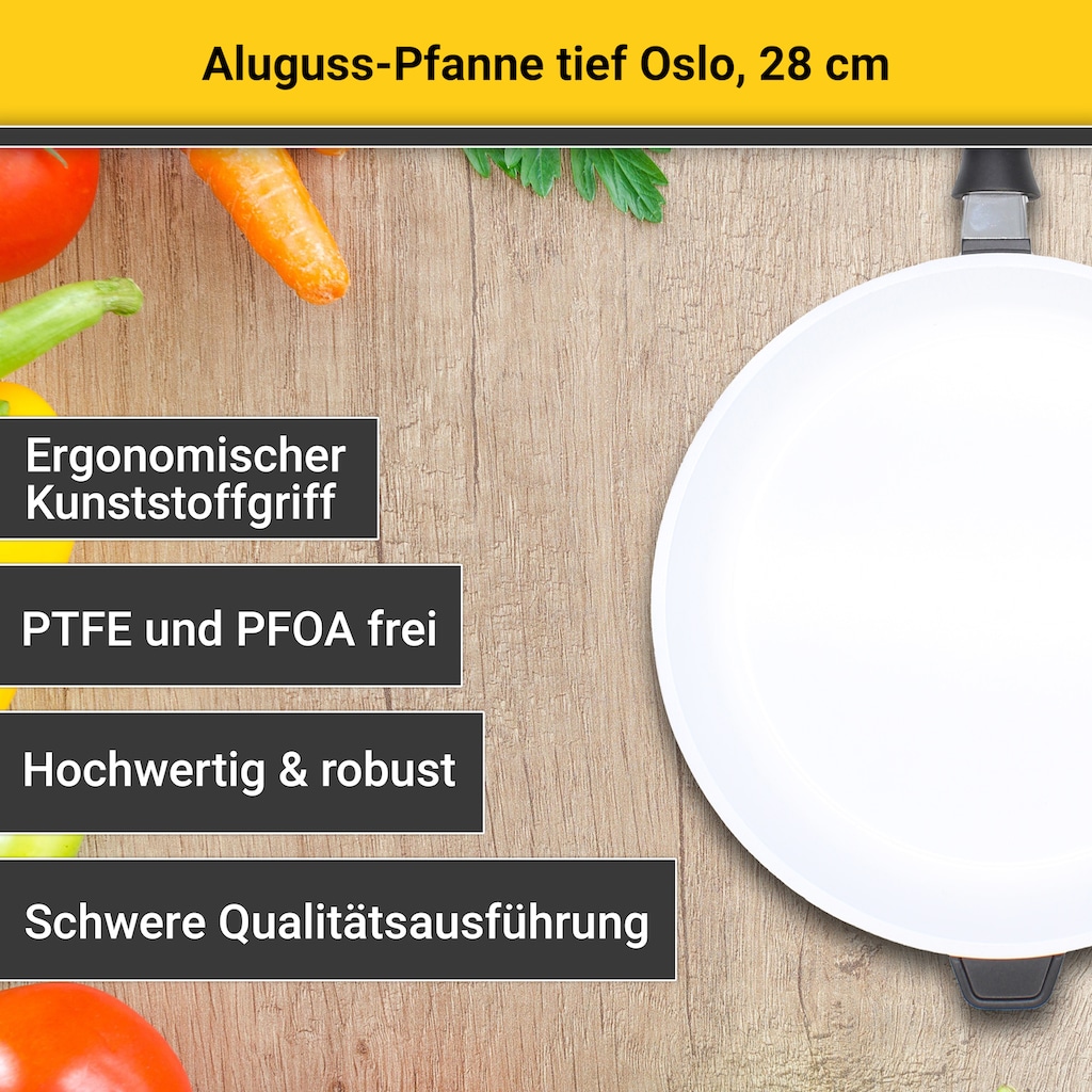 Krüger Bratpfanne »Aluguss Pfanne tief OSLO, 28 cm«, Aluminiumguss, (1 tlg.)