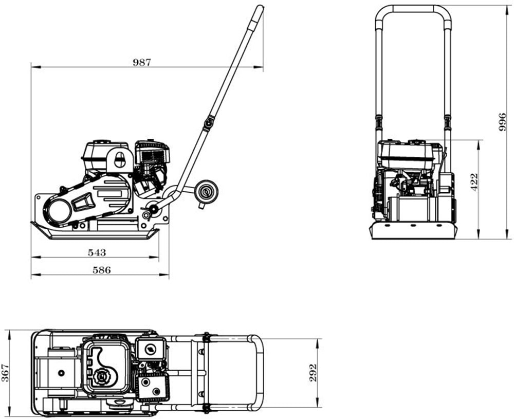 ZIPPER Rüttelplatte kompakte Größe für Transport und Lagerung