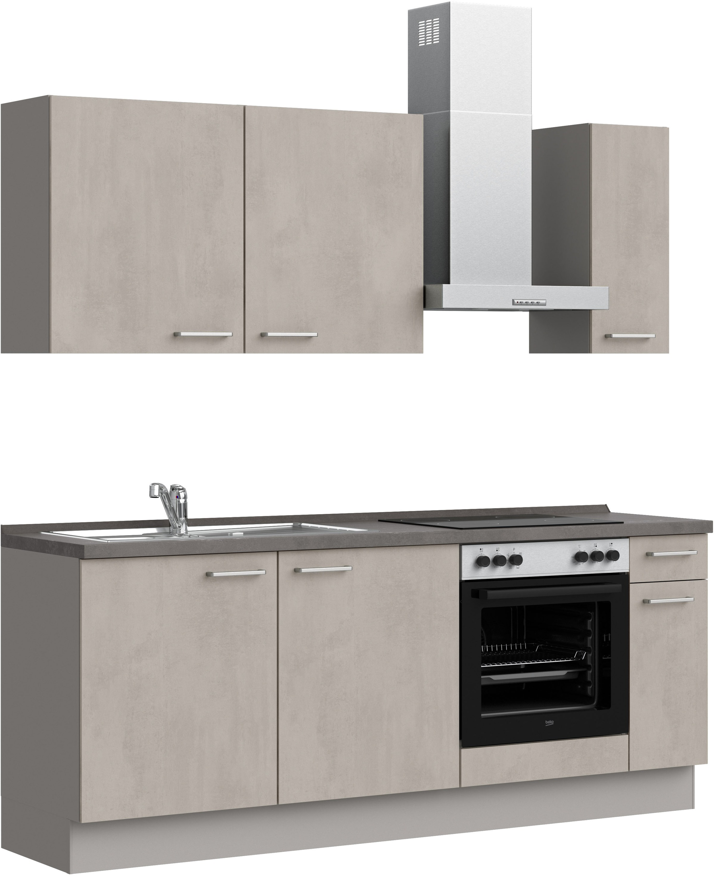 nobilia® Küchenzeile »"Riva I"«, vormontiert, Ausrichtung wählbar, Breite 210 cm, wahlw. mit E-Geräten