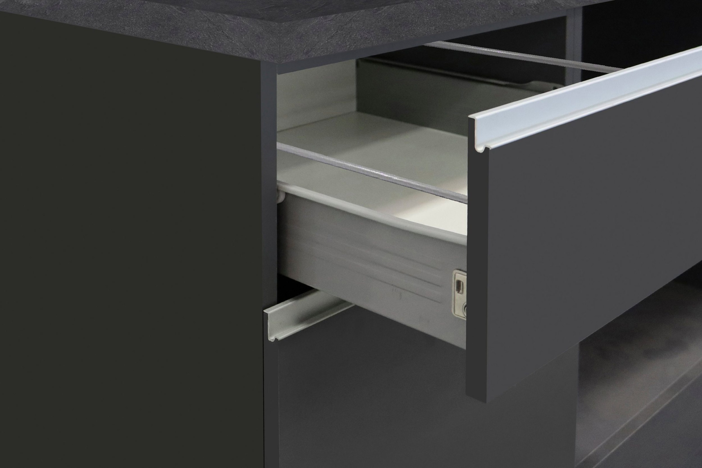 KOCHSTATION Kücheninsel »Sole,Kochinsel,Küchenarbeitsblock,Inselküche,Arbeitsinsel«, Breite 160 cm mit 2 Türen,2 Schubkästen, Aluminiumgriff