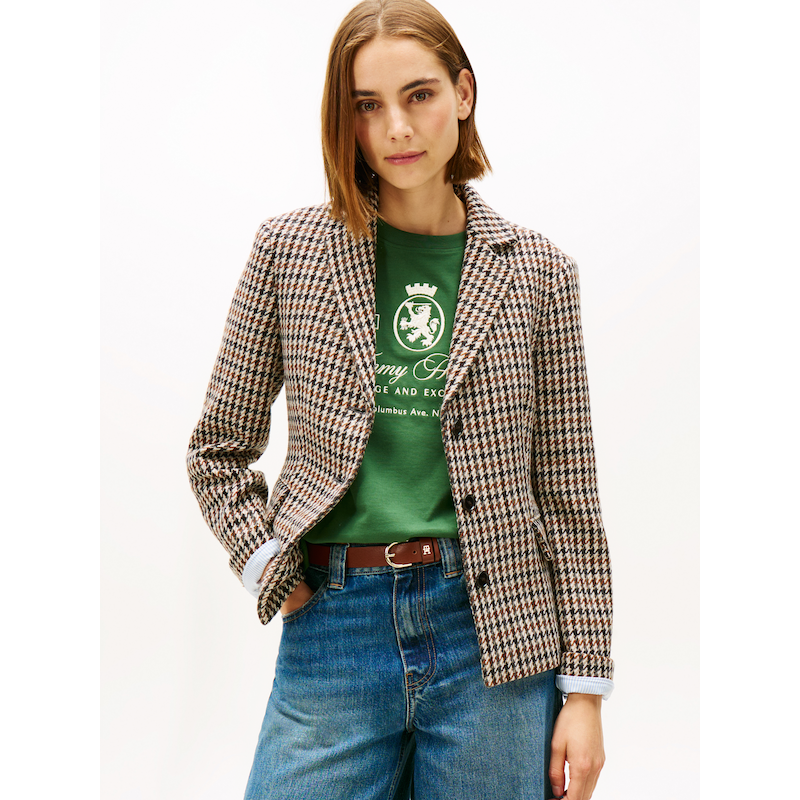 TOMMY HILFIGER Kurzblazer »HERITAGE CHECK BLAZER« aus reiner Wolle Brown Check 04 40 40 Karoblazer von Tommy Hilfiger Womanswear