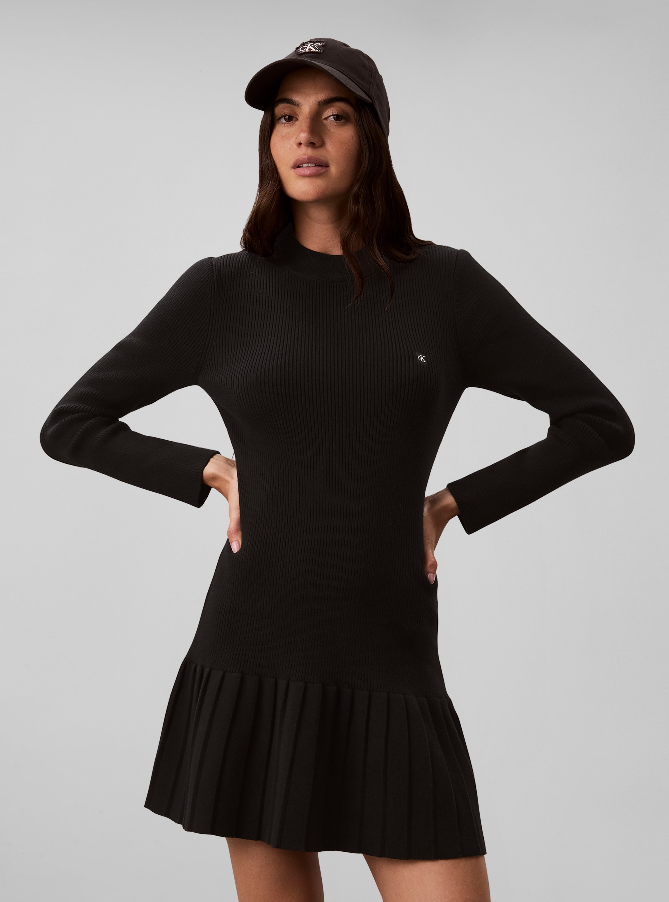 Calvin Klein Minikleid »MOCKNECK MINIDRESS« Ohne Tasche Regular fit mit Falten