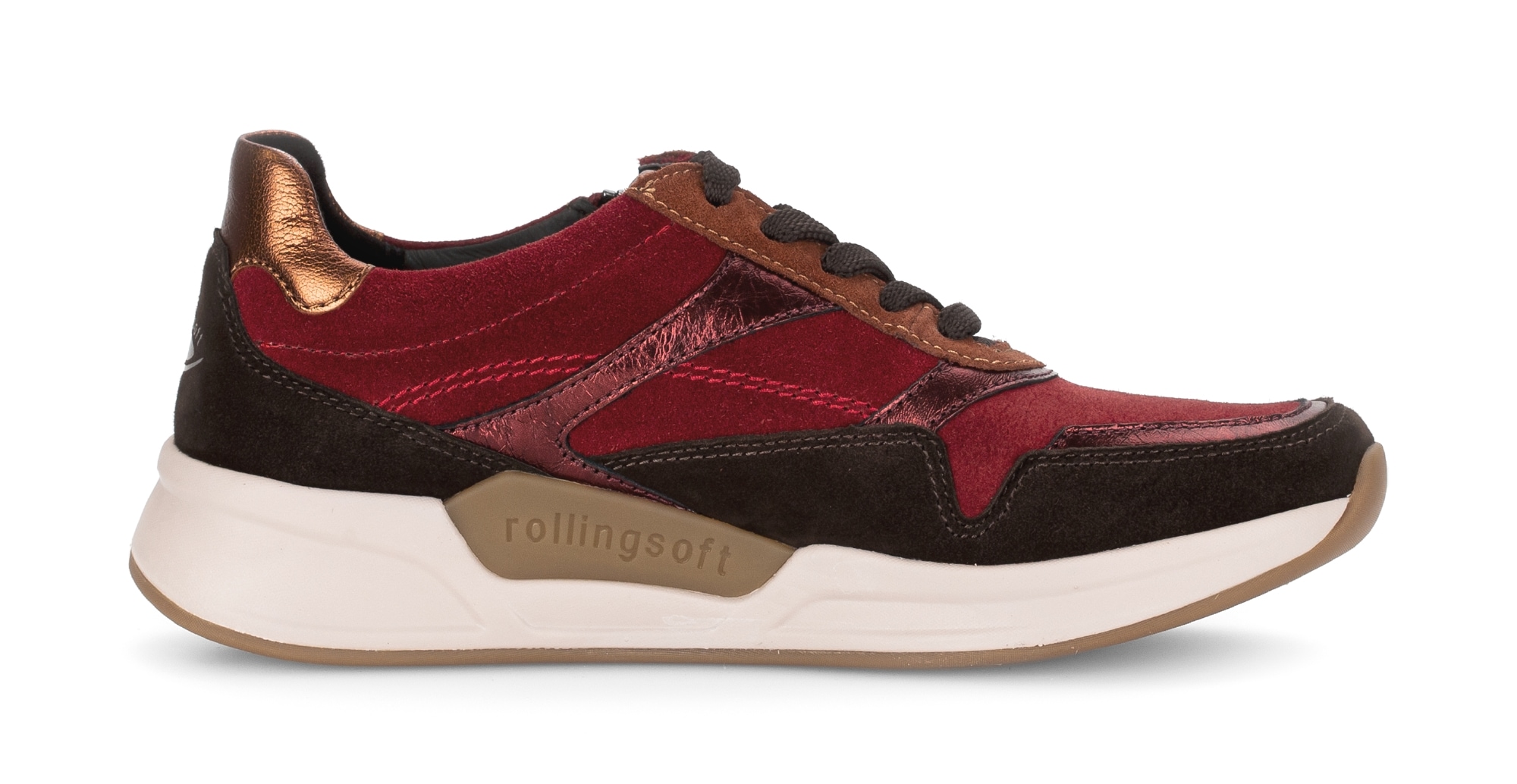 Gabor Rollingsoft Keilsneaker  , Schnürschuh, Halbschuh, Freizeitschuh mit seitlichem Reißverschluss