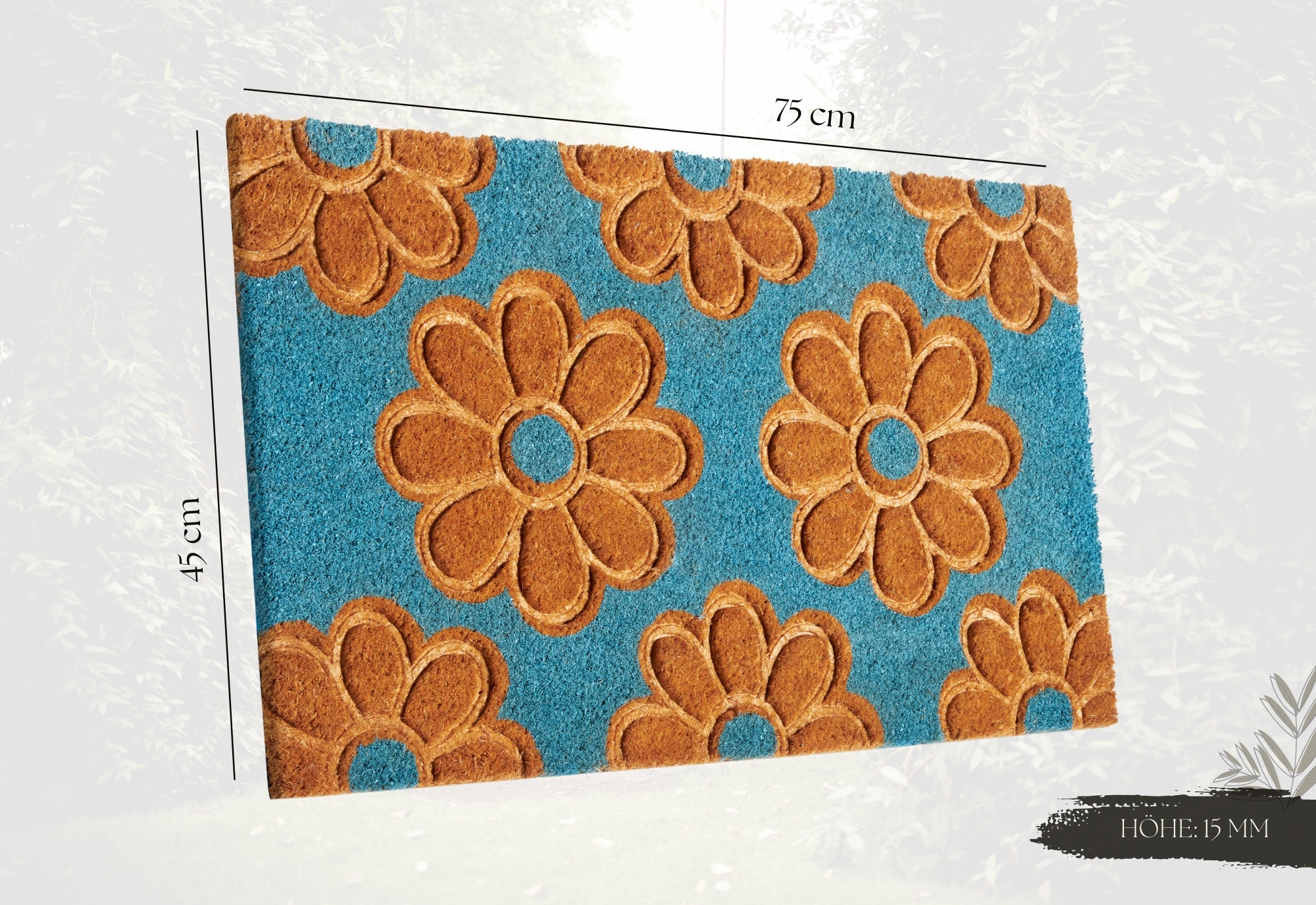 HANSE Home Fußmatte »Mix Mats Kokos Flowers, Türmatte«, rechteckig, 15 mm Höhe, Strapazierfähig, pflegeleicht, robust, wetterfest, UV-beständig