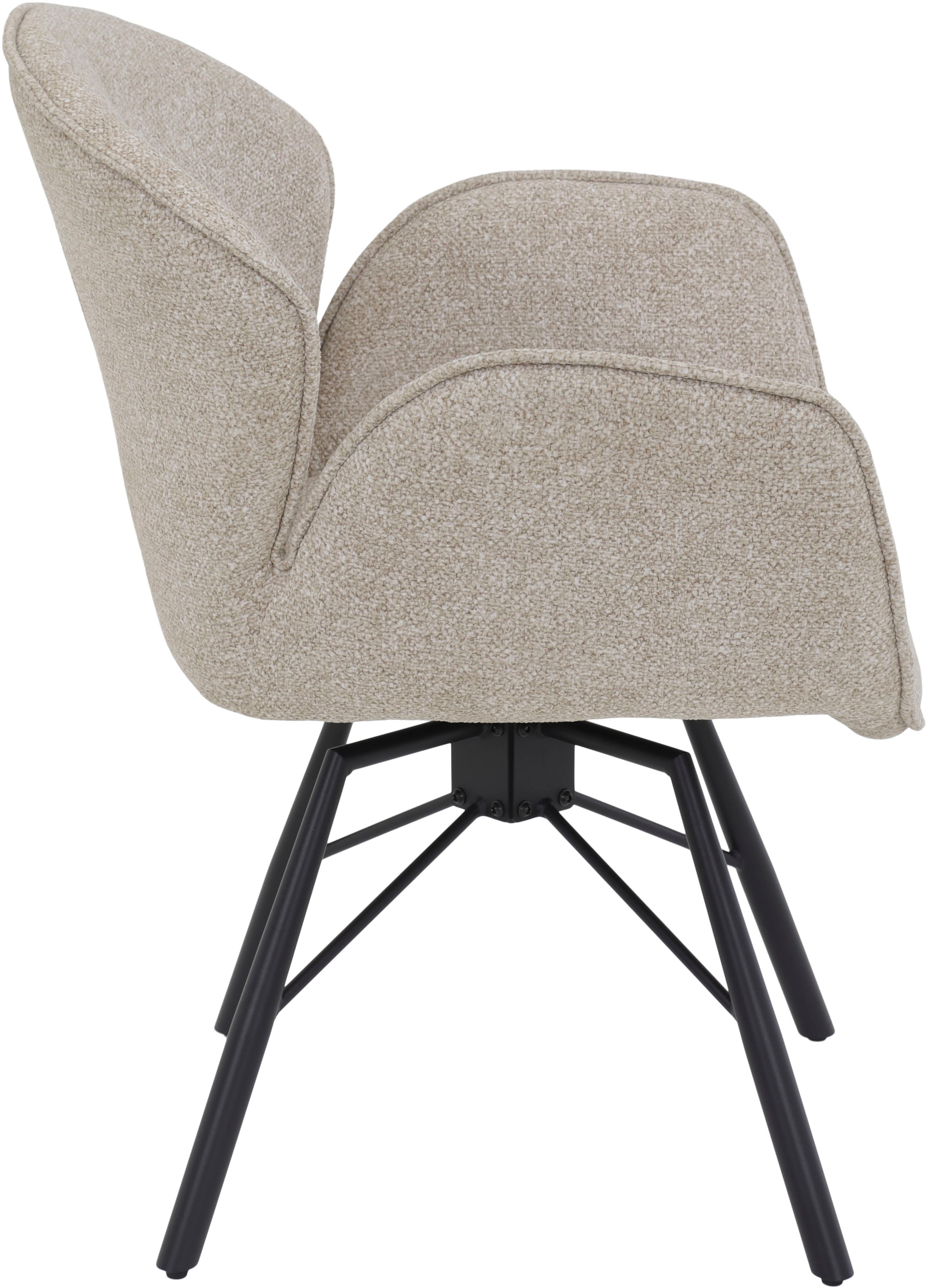 HELA 4-Fußstuhl »BRISTOL, Armlehnen Stuhl, Sessel, Esszimmerstuhl«, (Set), 1 St., Microfaser-Bouclé, 360° drehbar mit Auto-Return,gepolstert,Boucléoptik,Armlehnen