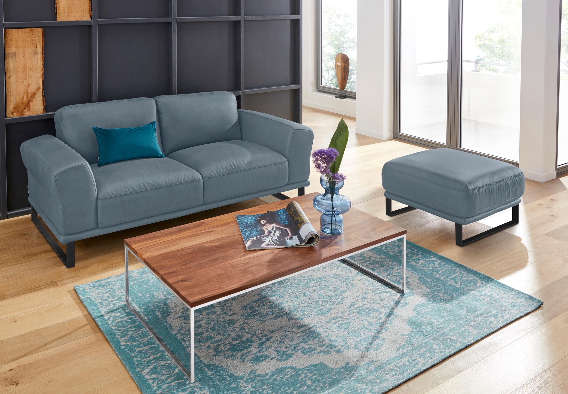W.SCHILLIG Hocker »montanaa«, mit Metallkufen in Schwarz pulverbeschichtet, Breite 71 cm