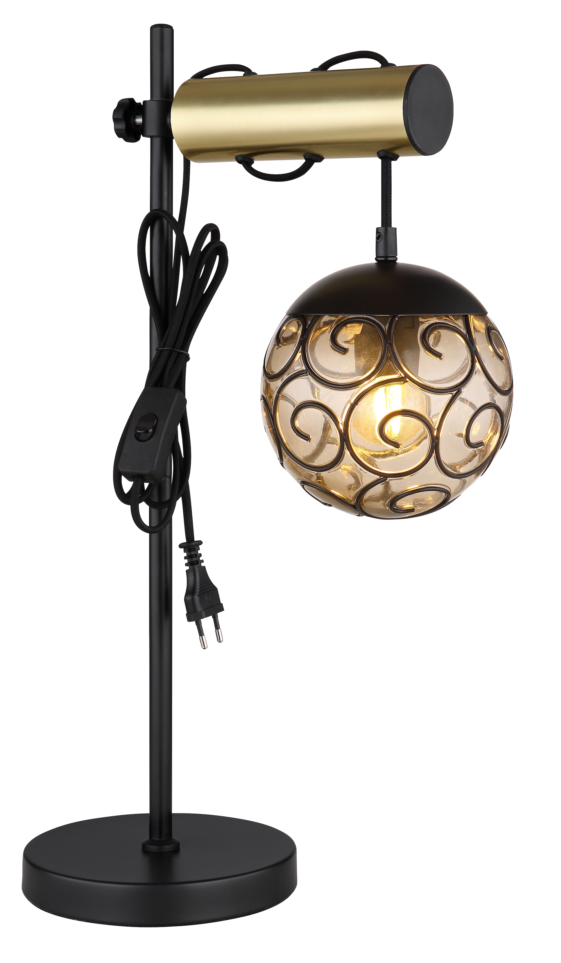 GLOBO LIGHTING Tischleuchte »FITZ«, Leuchtmittel E27 | ohne Leuchtmittel, Tischlampe/Metall/goldfarben/antik/höhenverstellbar