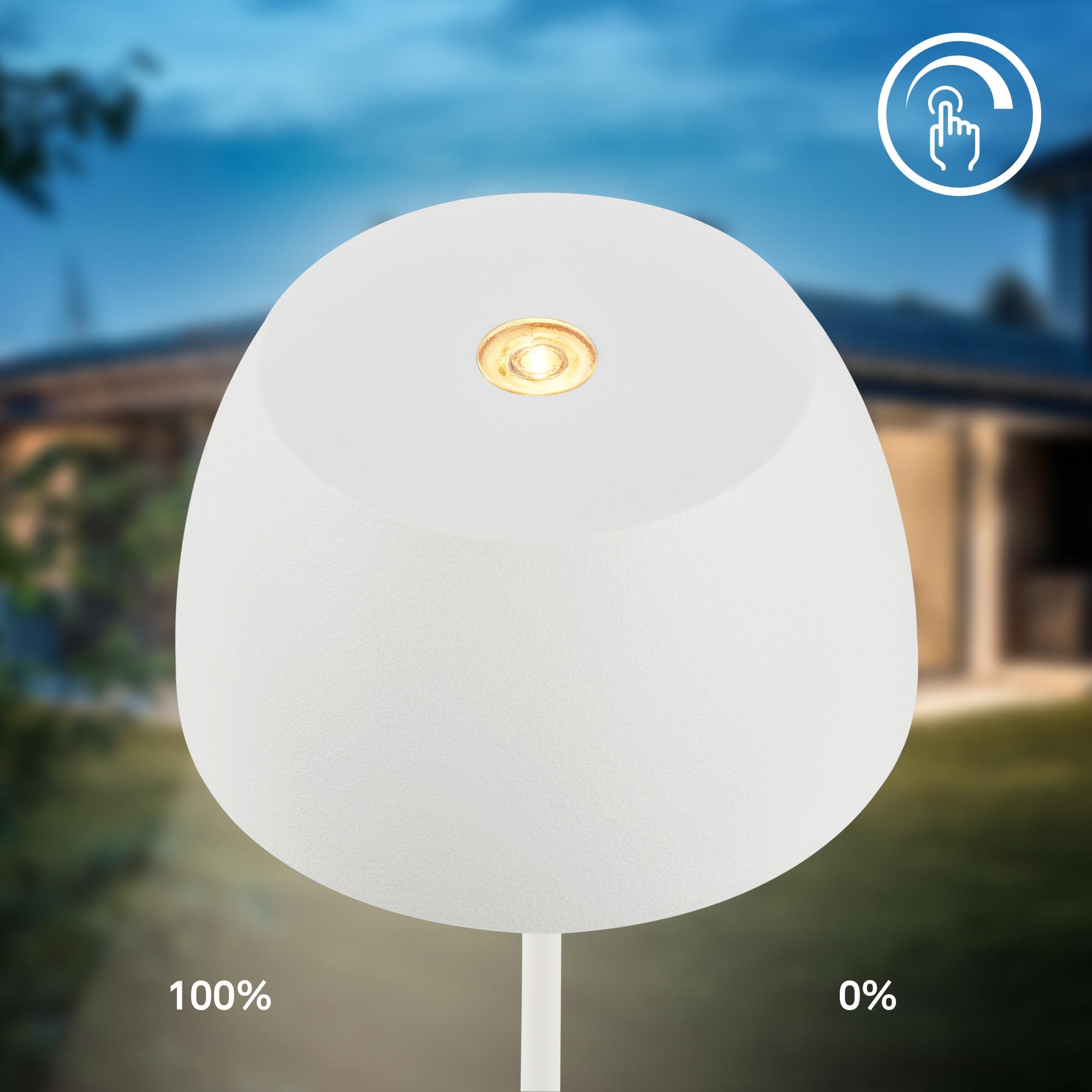 B.K.Licht Außen-Tischleuchte »BK_TL1605 Mini Akku LED Tischlampe, Touchdimmer, mit USB-C«, 1 flammig, Leuchtmittel LED-Modul | LED fest integriert, 2.700 K, 150 Lm, 2,5W, IP44, Akku wechselbar, 4h-24h Leuchtdauer, Weiß