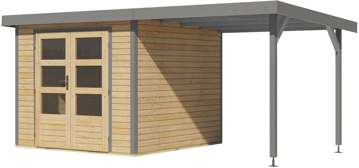 Karibu Gartenhaus »Jupiterino 3,5  SET, in verschiedenen Farben« inkl. Anbaudach