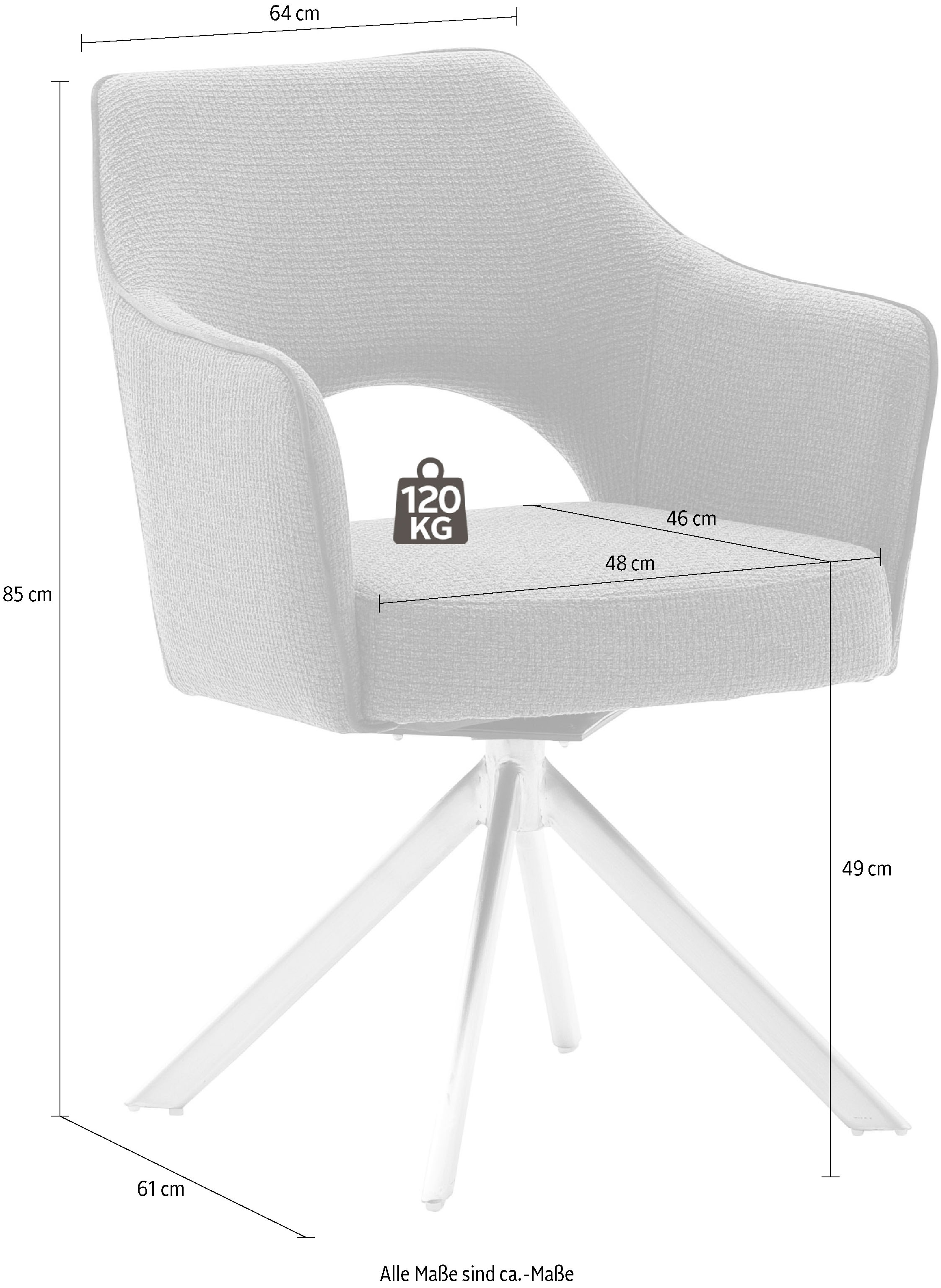 MCA furniture 4-Fußstuhl »Tonala« (Set) 2 Stk.(2er-Set), 180° drehbar, Belastbarkeit 120 kg, Sitzhöhe ca. 49 cm