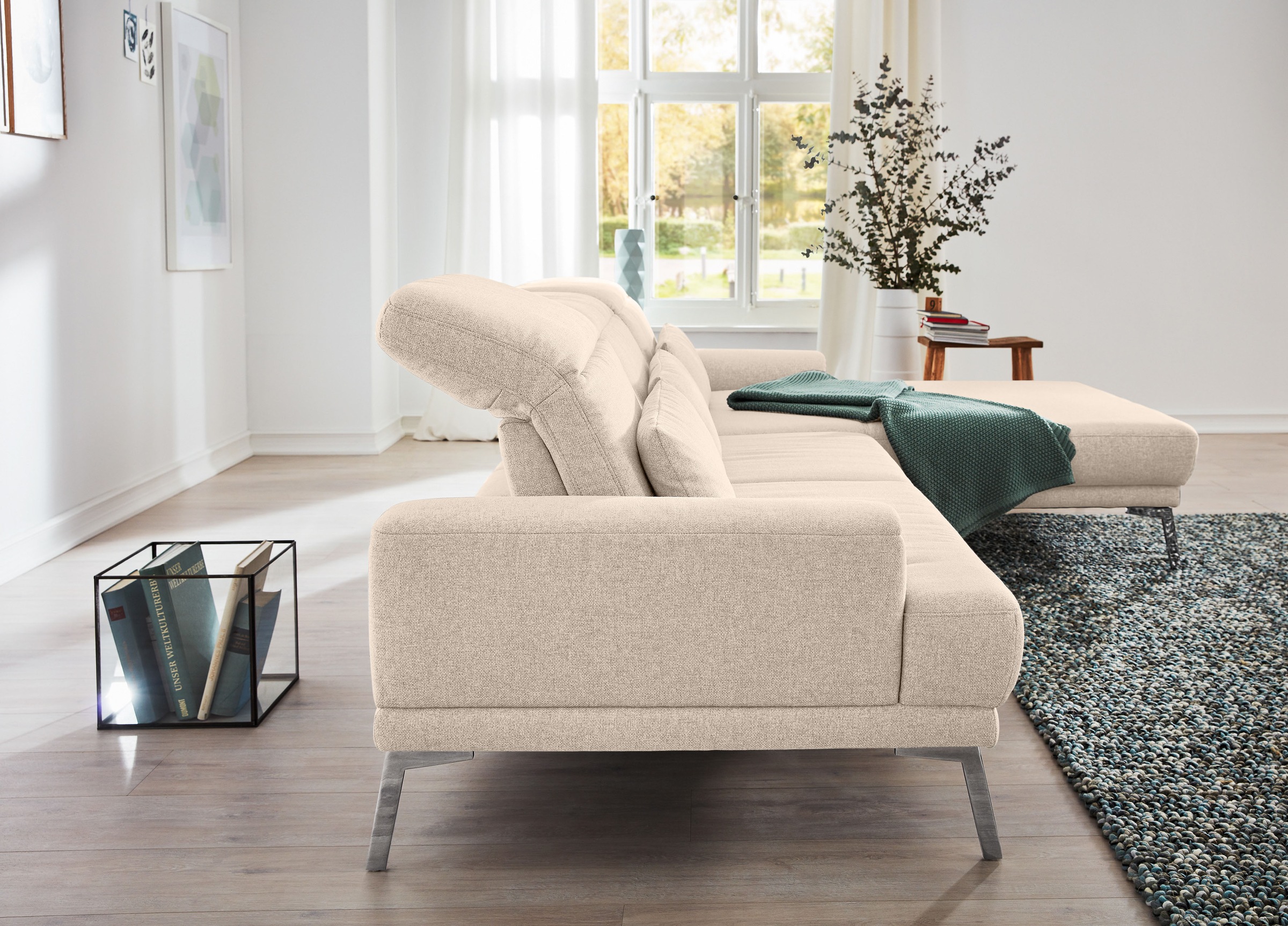Musterring Ecksofa »MR 4580«, mit Kopf- und Sitztiefenverstellung, Metallfuß chrom, 288 x 193/220cm