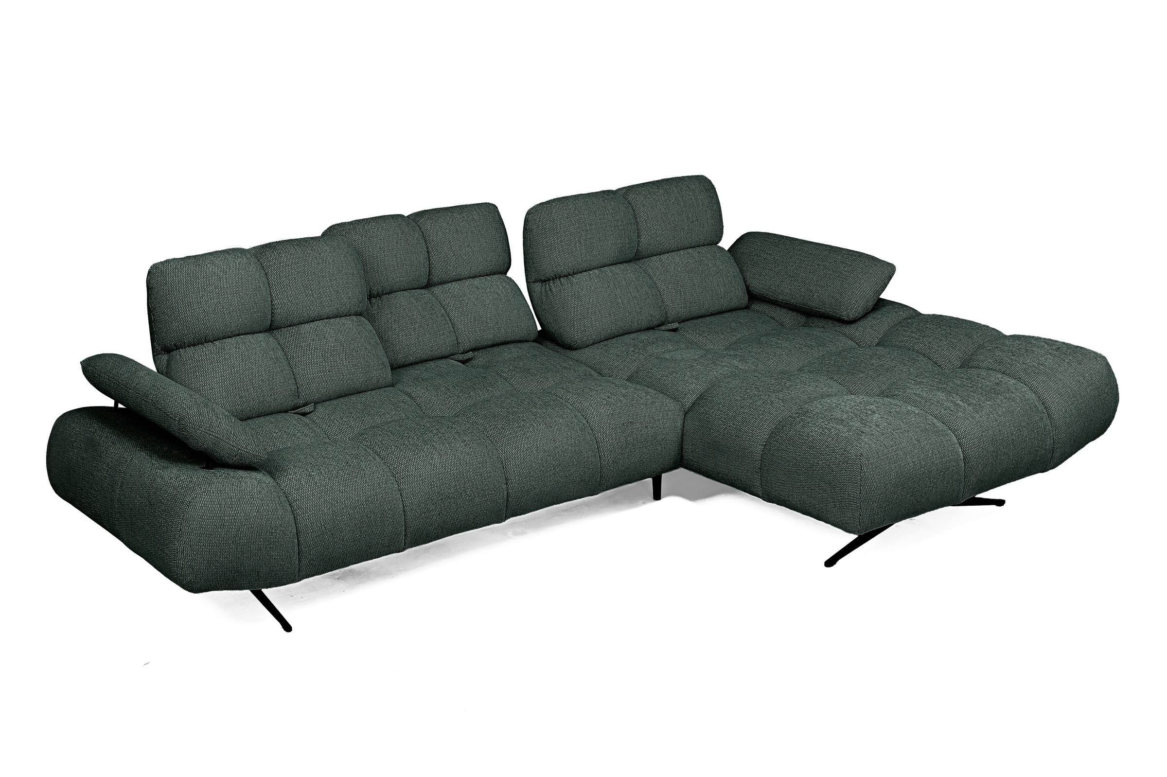 WERK2 Ecksofa »Prado-S Designer Sofa in L-Form mit Bubble-Optik, 285 cm breit« Sitztiefenverstellung an allen 3 Rückenelementen & Schwebe-Optik