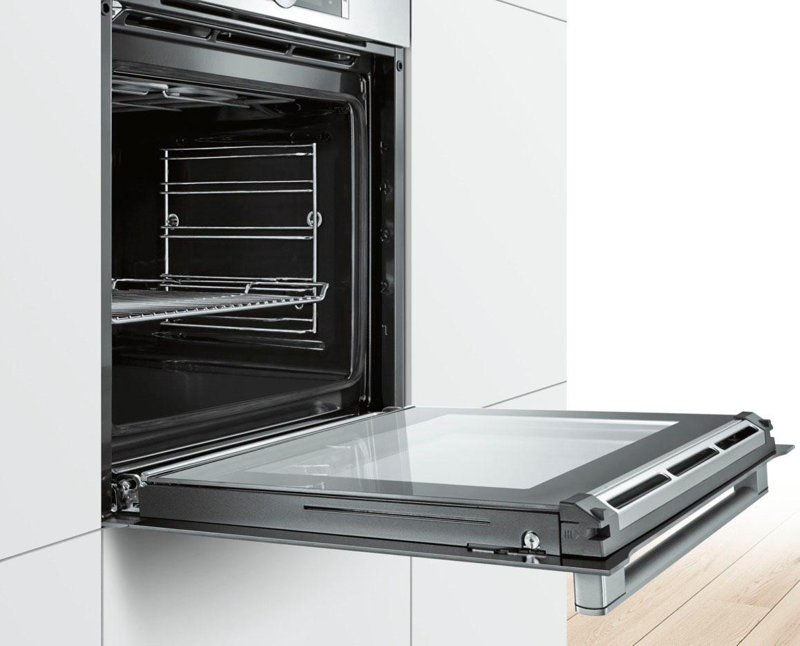 BOSCH Dampfbackofen »HSG636B«, 8, Serie Auftaufunktion ecoClean Direct, mit mit online Eco-Umluft-Infra-Grill-Großflächengrill-Kleinflächengrill-Pizzastufe-Sanftgaren-Vorwärmen-Warmhalten, Teleskopauszug 4D-Heißluft-Eco-Ober-/Unterhitze nachrüstbar