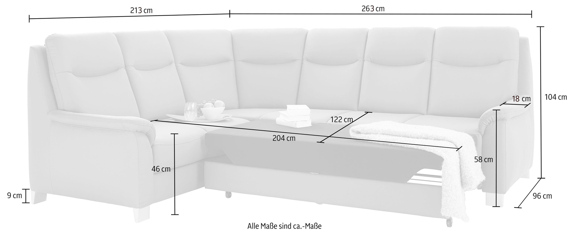 sit&more Ecksofa »Boccaccio L-Form«, mit Federkern und Kopfteilverstellung, wahlweise mit Bettfunktion