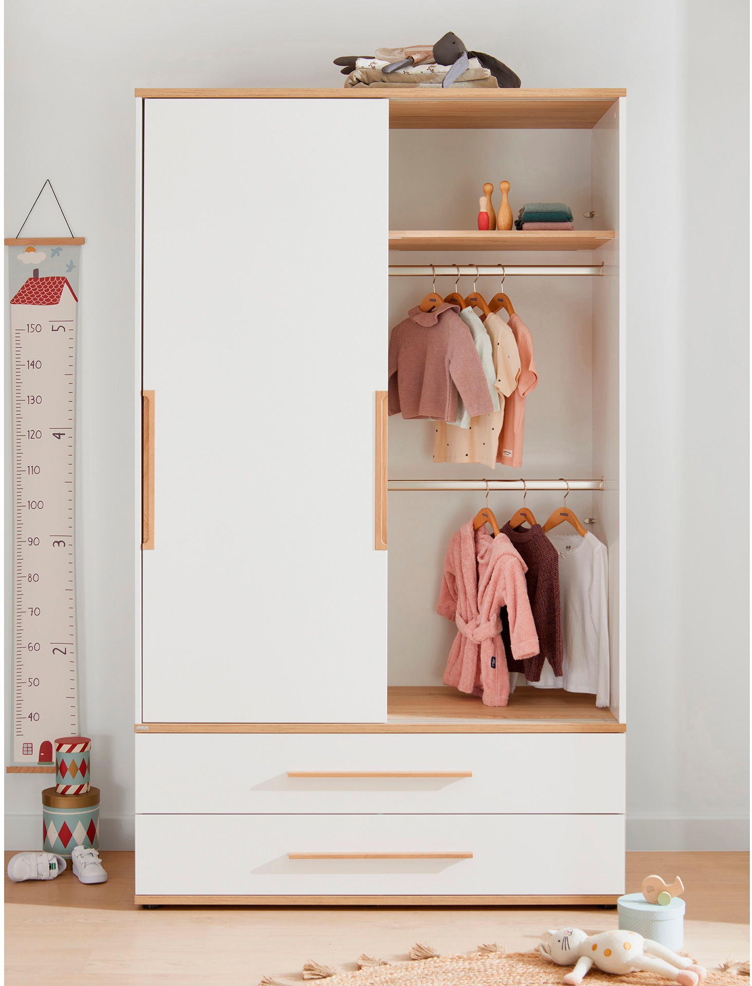 PAIDI Kleiderschrank »YOLANDA 2T2S schmal«, Schiebetüren mit hochwertigen Aluminiumschienen, 2 Schubladen