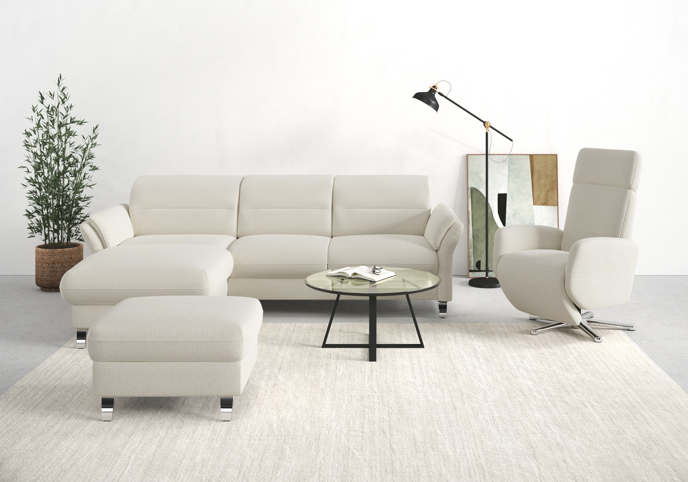 sit&more Ecksofa »Grenoble L-Form mit Federkern«, wahlweise mit Bettfunktio günstig online kaufen