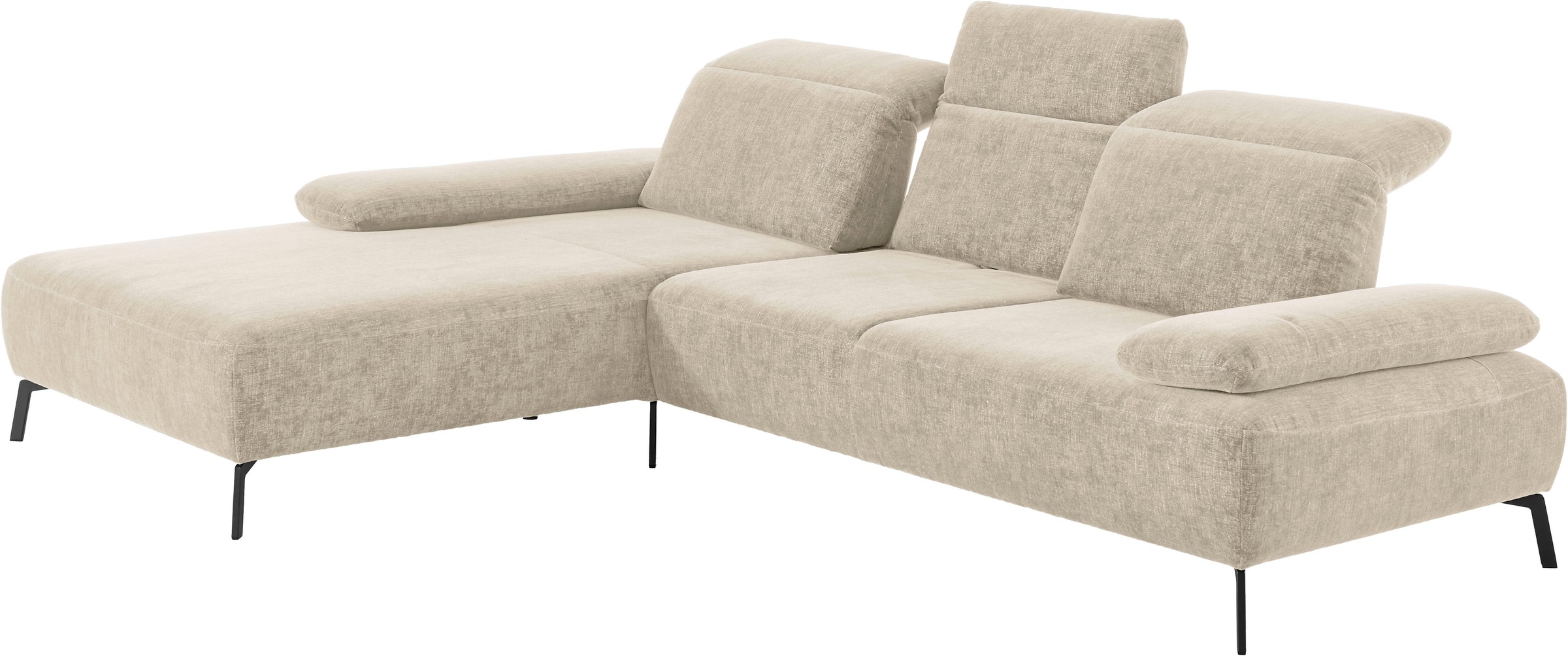 Home affaire Ecksofa »Liora, L-Form mit verstellbarem Kopfteil, Breite 291 cm« klappbare Armlehne, Tonnentaschenfederkern&saugroboterfreundliche Höhe