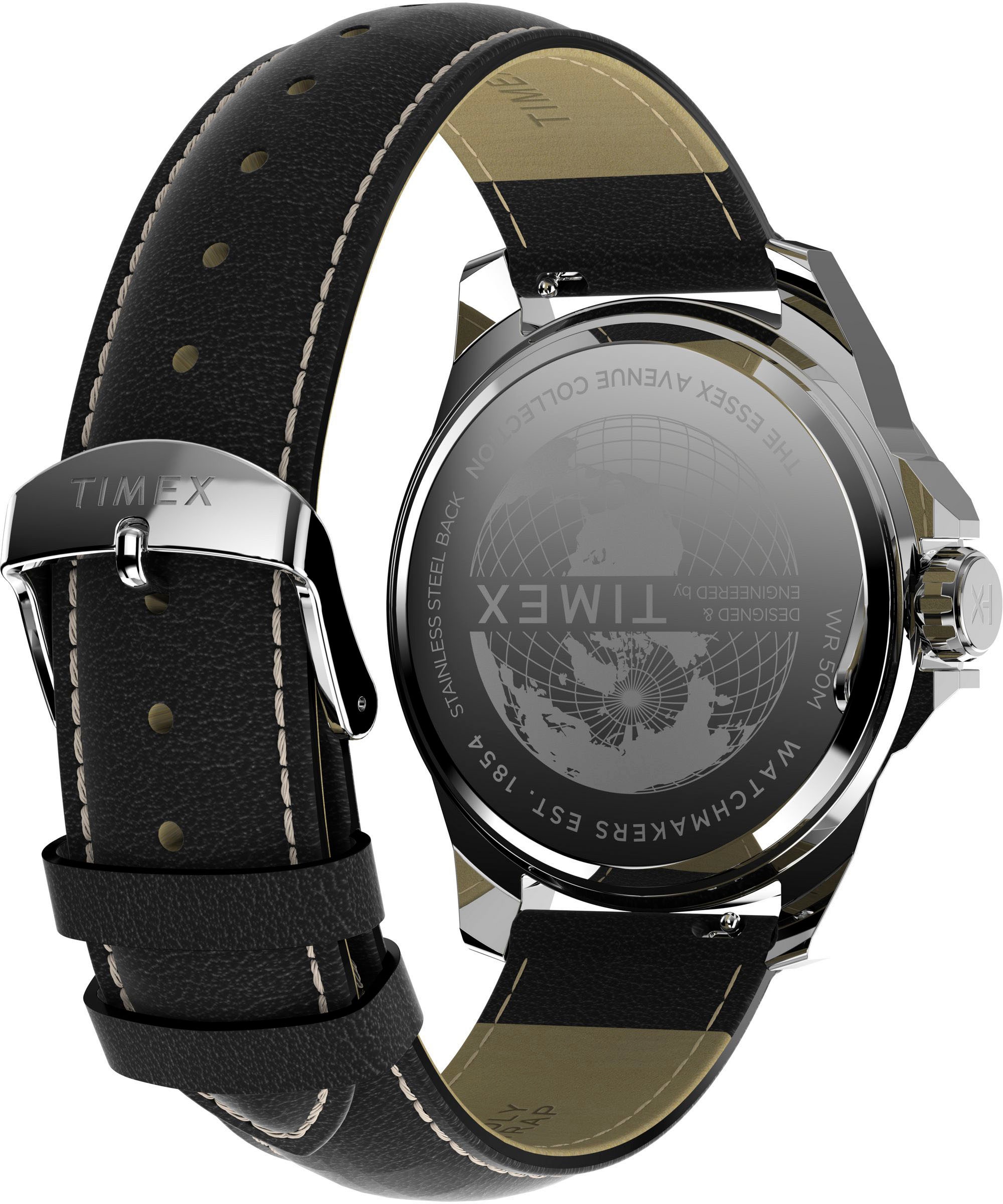 Timex Quarzuhr »ESSEX«, Armbanduhr, Herrenuhr,Lederarmband,Datum, Leuchtzeiger