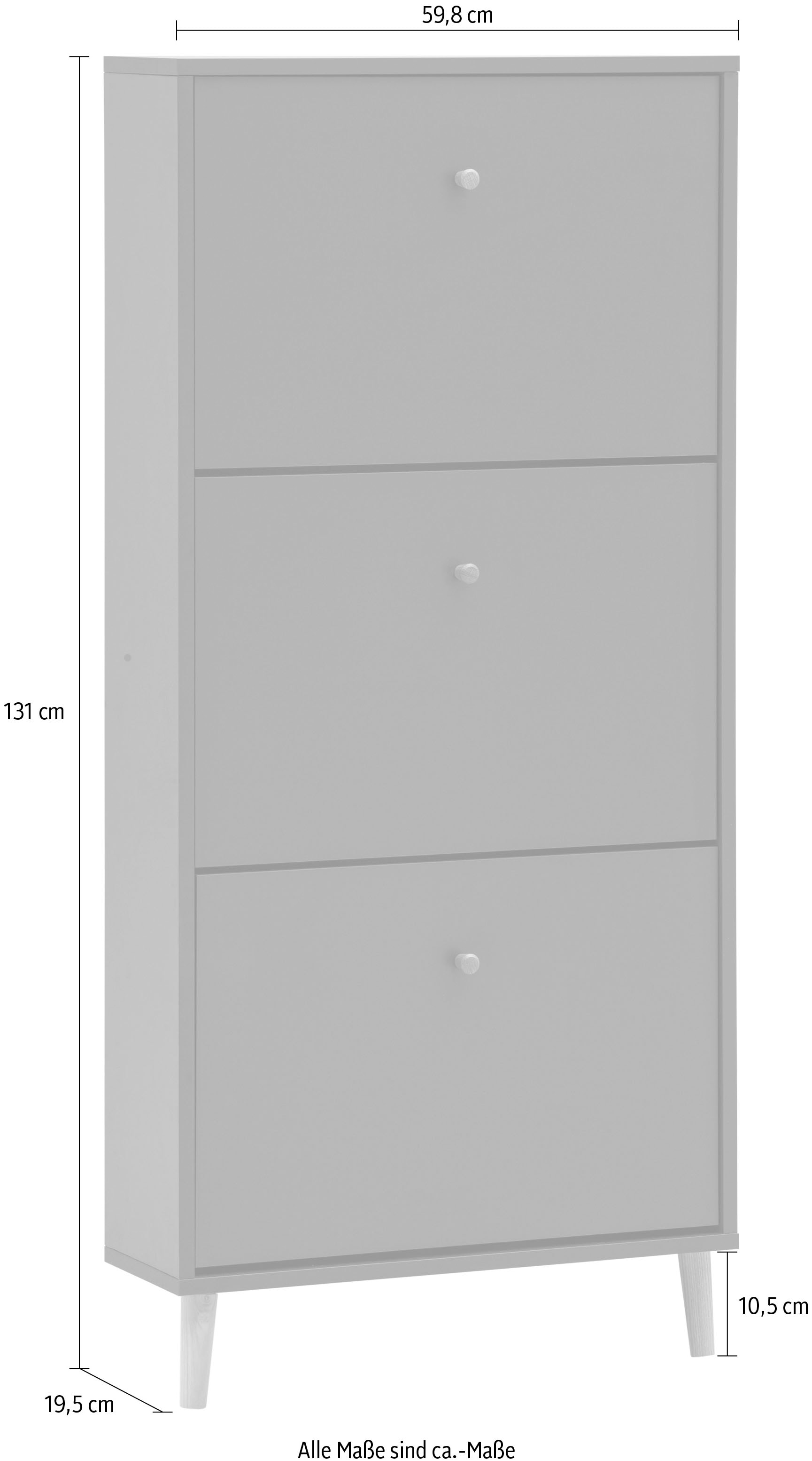 Schildmeyer Schuhschrank »Bjarne, Breite 59 cm«, Griffe und Möbelfüße aus Massivholz, Platz für bis zu 9 Paar Schuhe