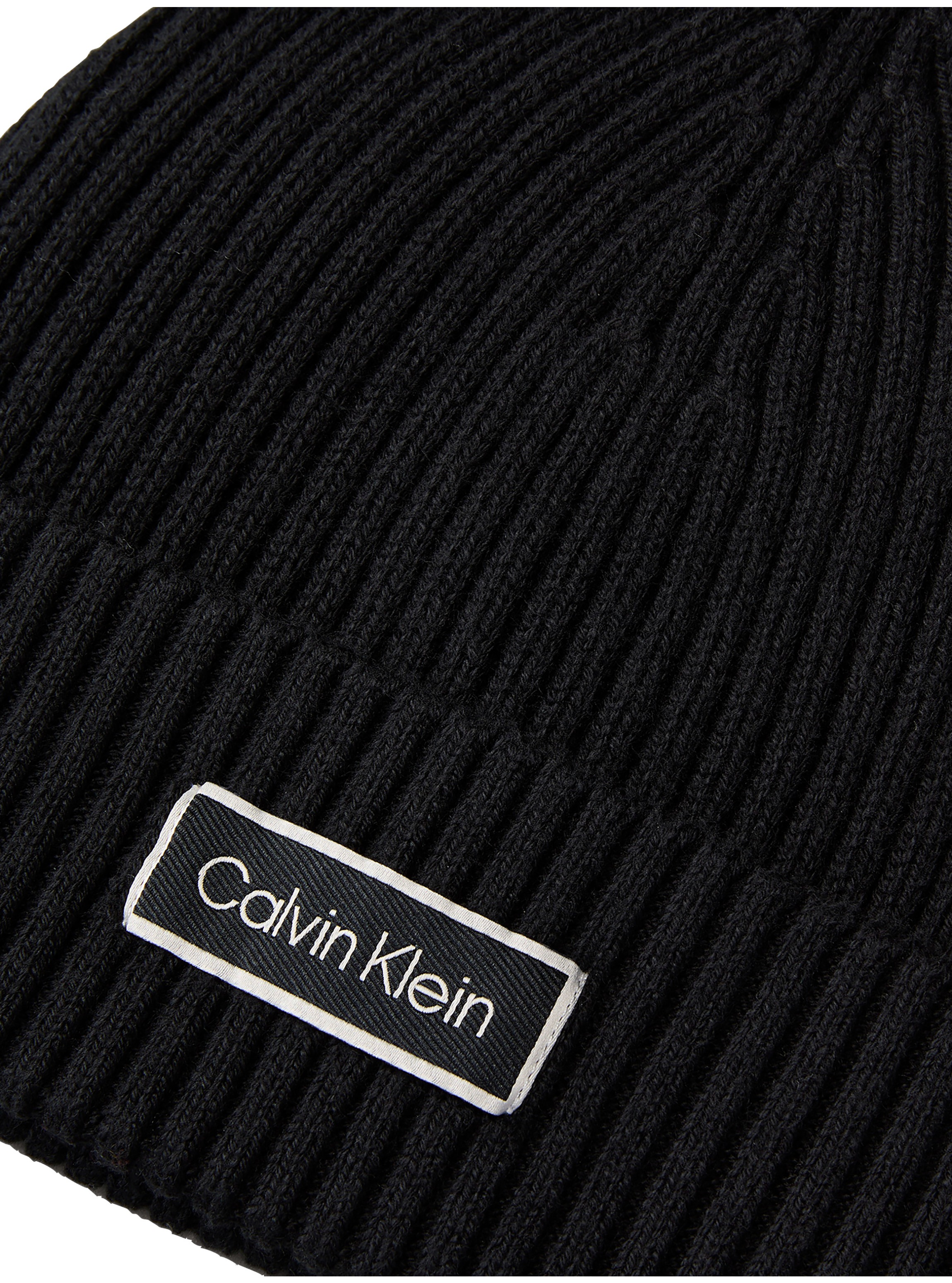 Calvin Klein Beanie »PATCH CHUNKY RIB COTTON BEANIE« Regular fit mit aufgenähtem Markenlogo