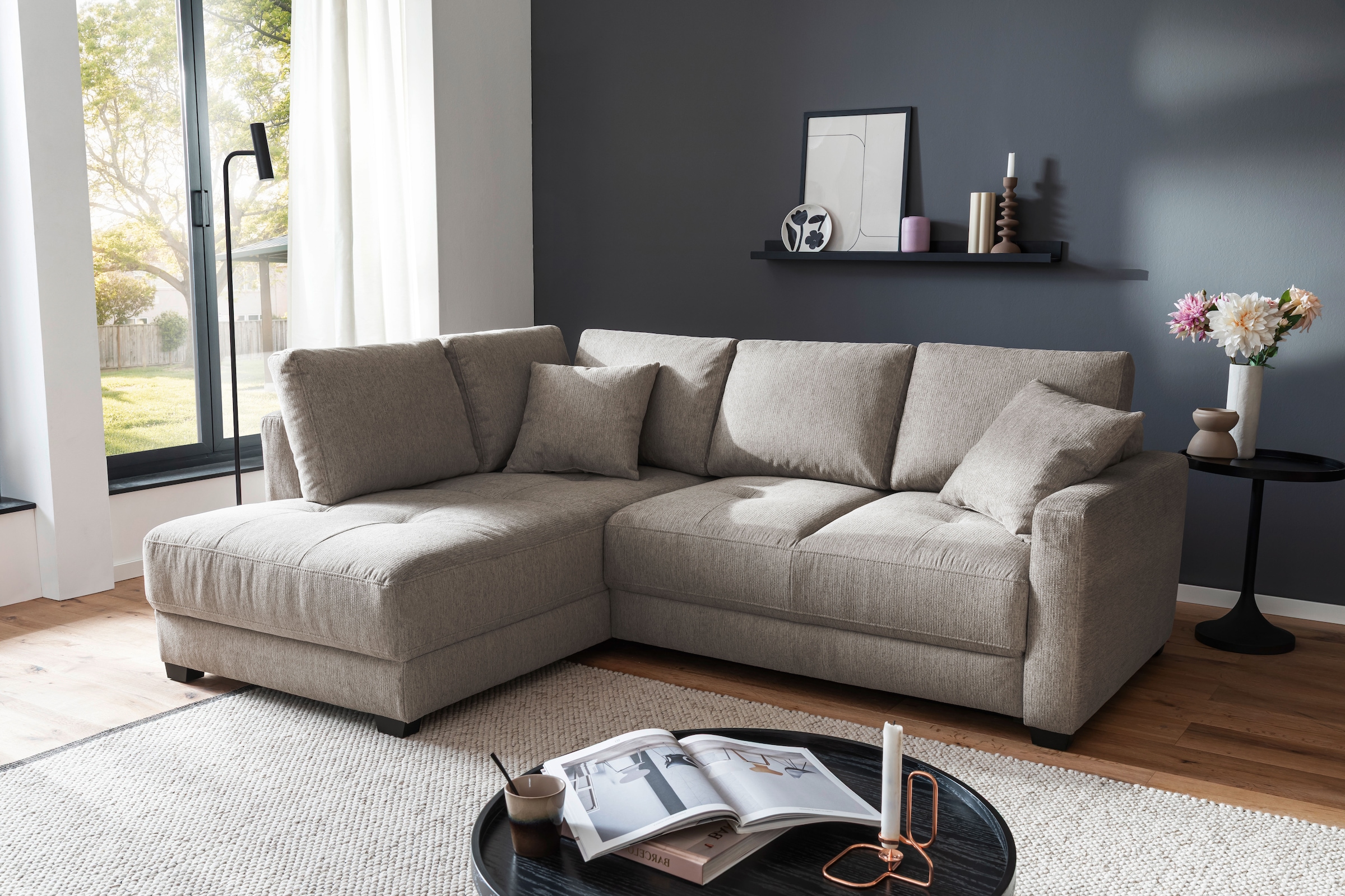 Mr. Couch Ecksofa »Pierre, L-Form mit BoxSpring«, Mit Boxpring-Taschenfederkern