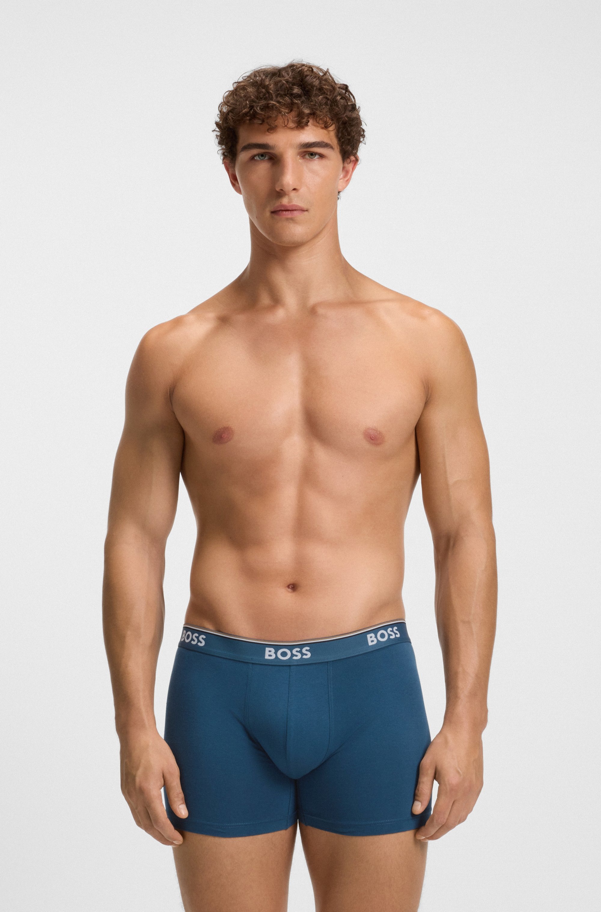 BOSS Boxershorts »Boxer Brief 3P Power Design«, (3 St.), mit 2x Uni und 1x Muster